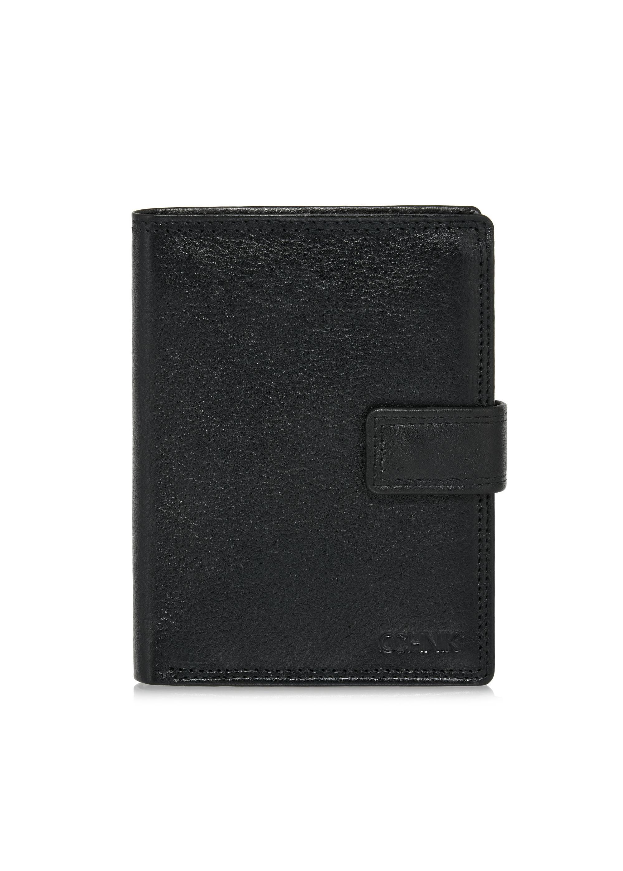 Men's black leather clasp wallet PORMS-0605-99(W24)-01