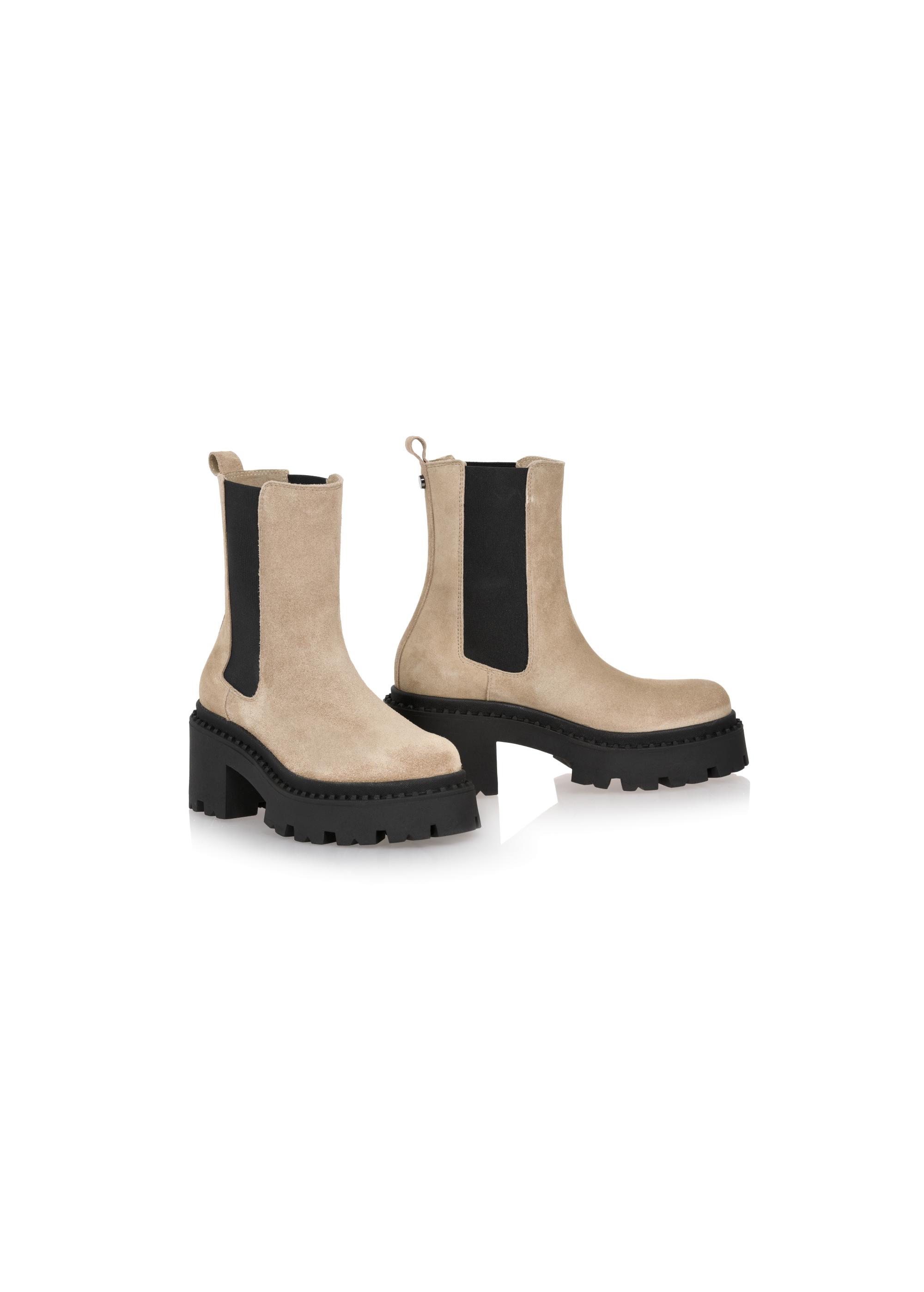 Beige leather women's boots BUTYD-1041-81(Z23)-02