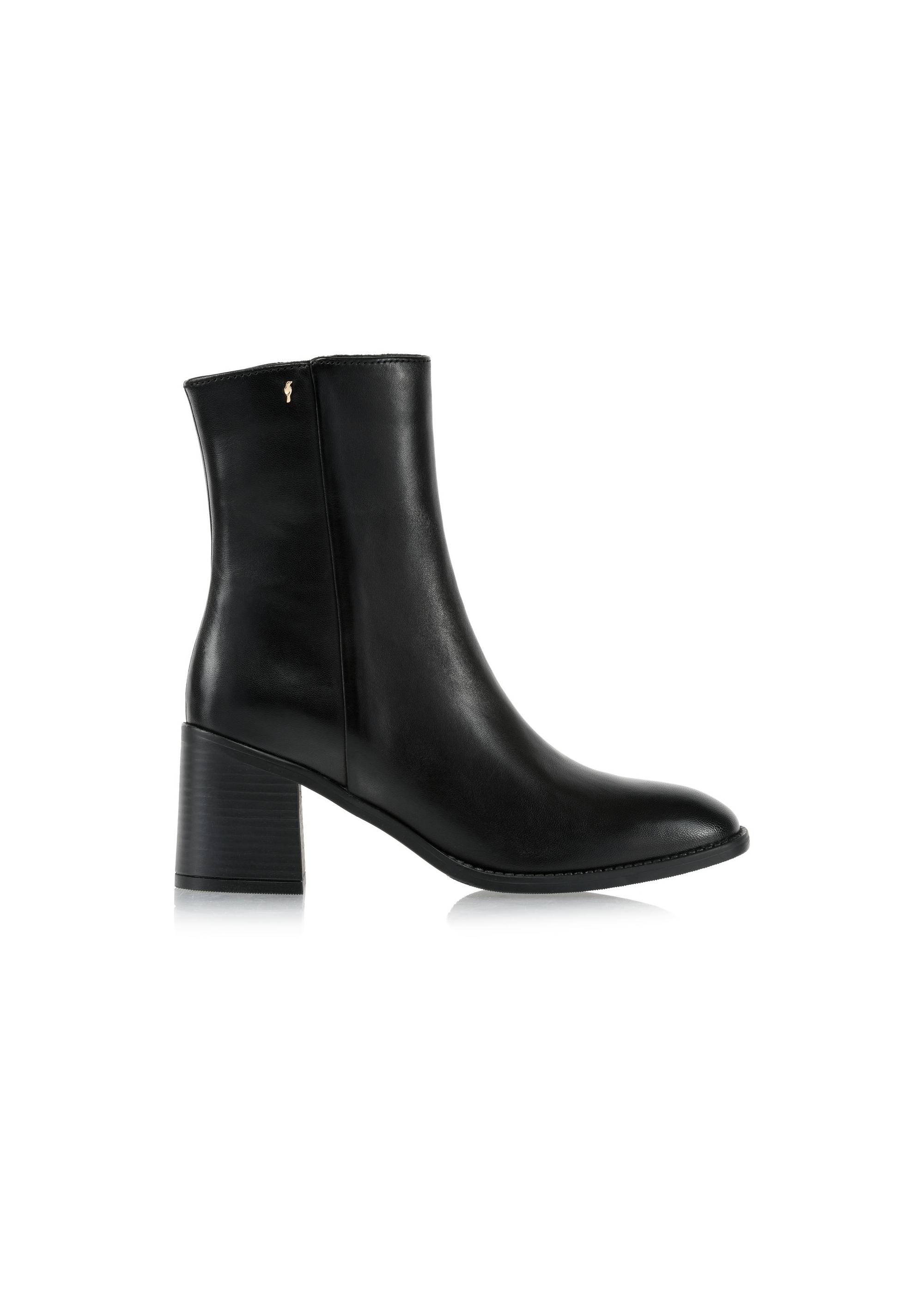 Black leather high-heeled ankle boots BUTYD-1101-99(Z24)-01