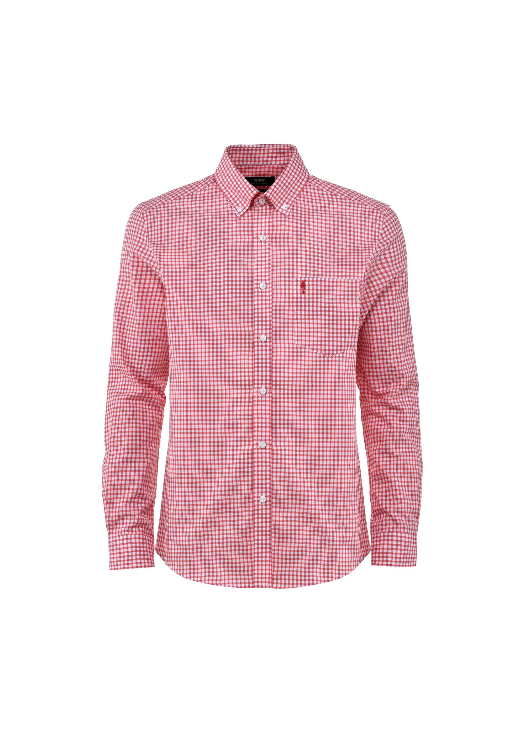 Cotton men's shirt in red check KOSMT-0277-18(W25)-06