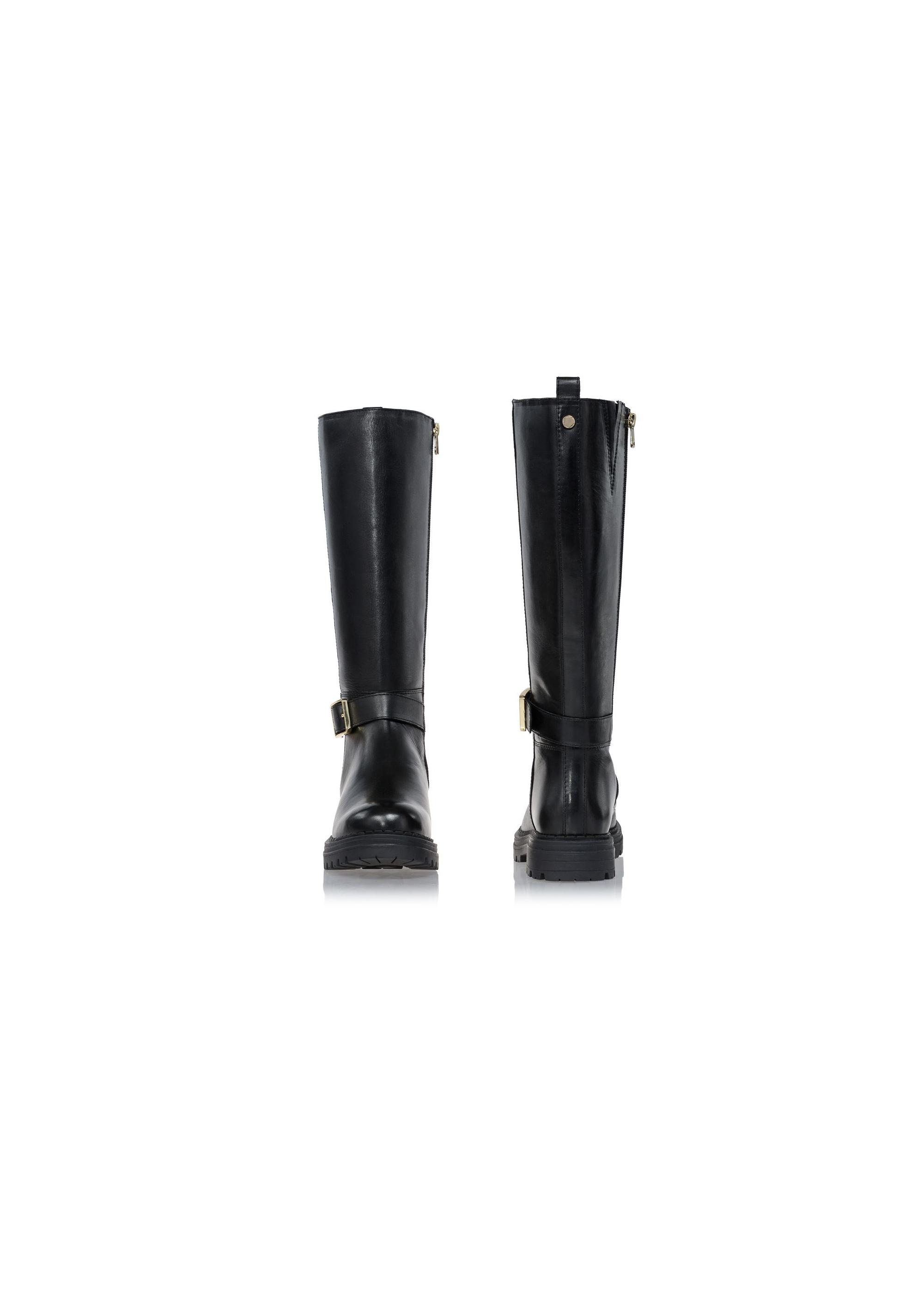 Women's black leather boots BUTYD-1011-99(Z23)-02