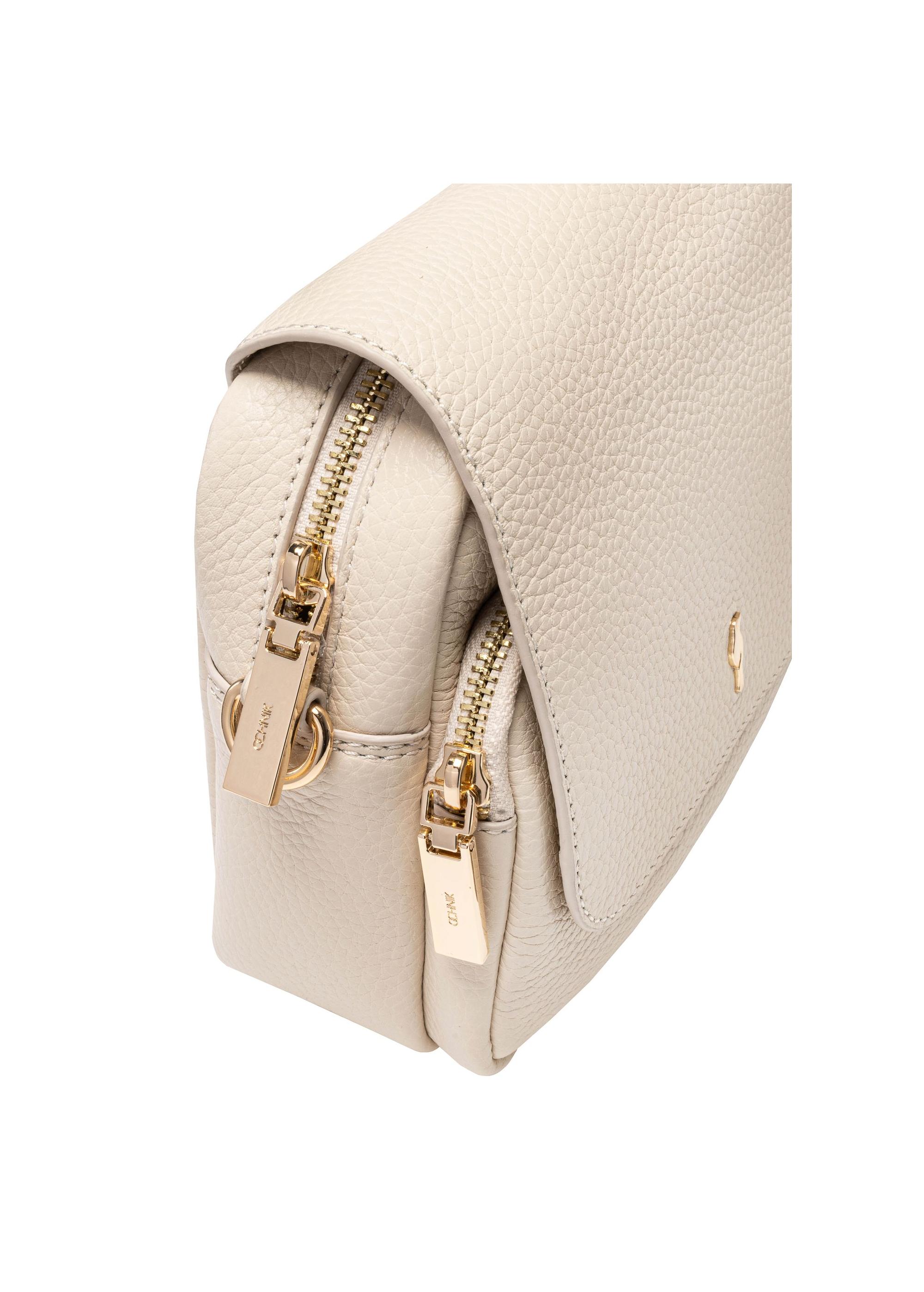 Cream leather women's messenger bag TORES-0958C-12(W25)-06