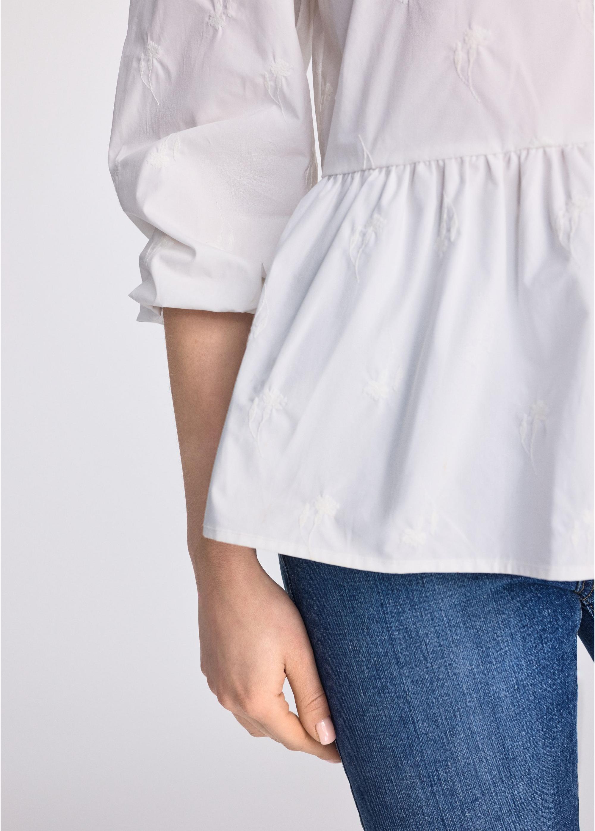 White peplum blouse with embroidery BLUDT-0188-12(W25)-04