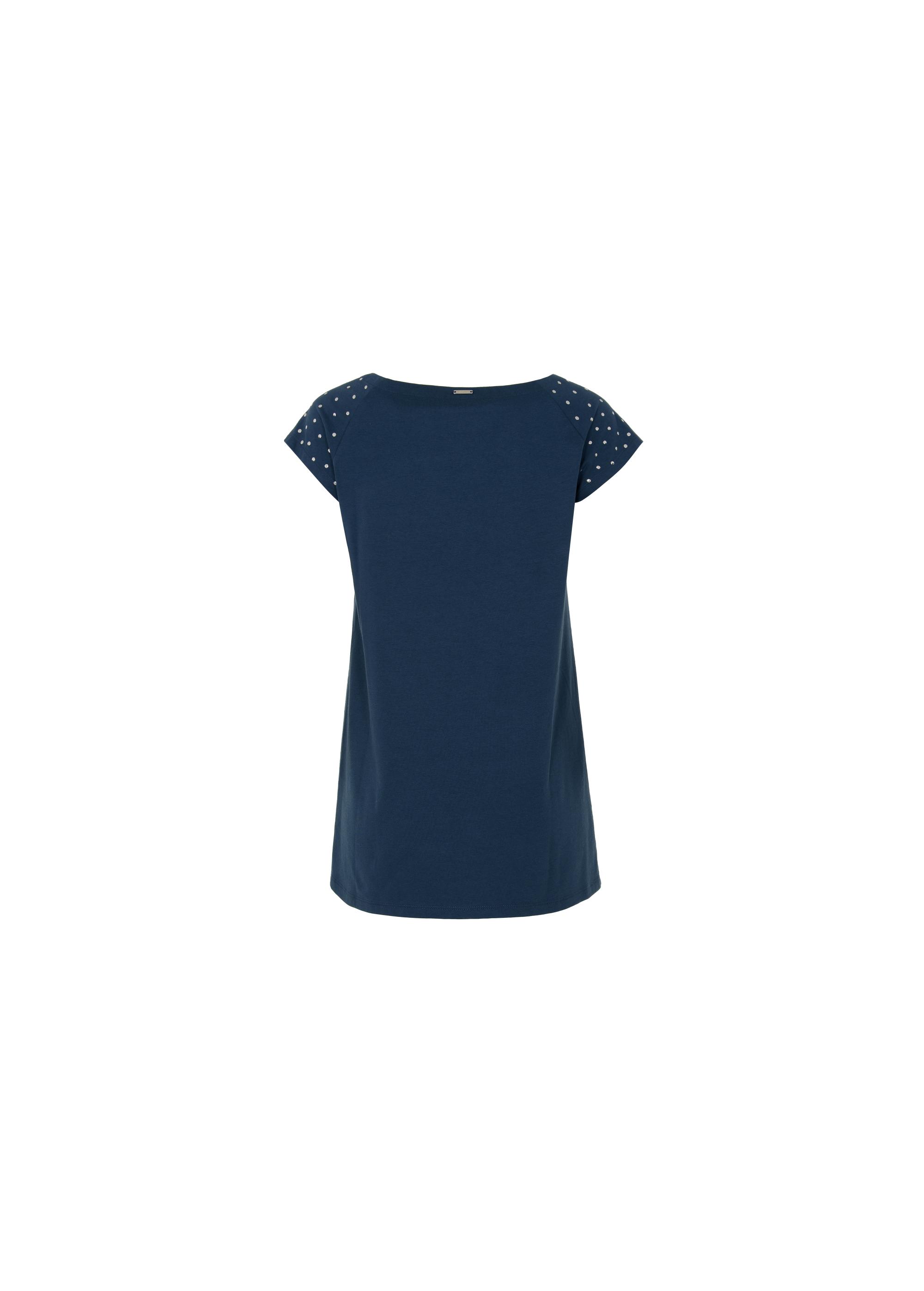 Women's navy blue T-shirt with applique TSHDT-0096-69(W22)-03