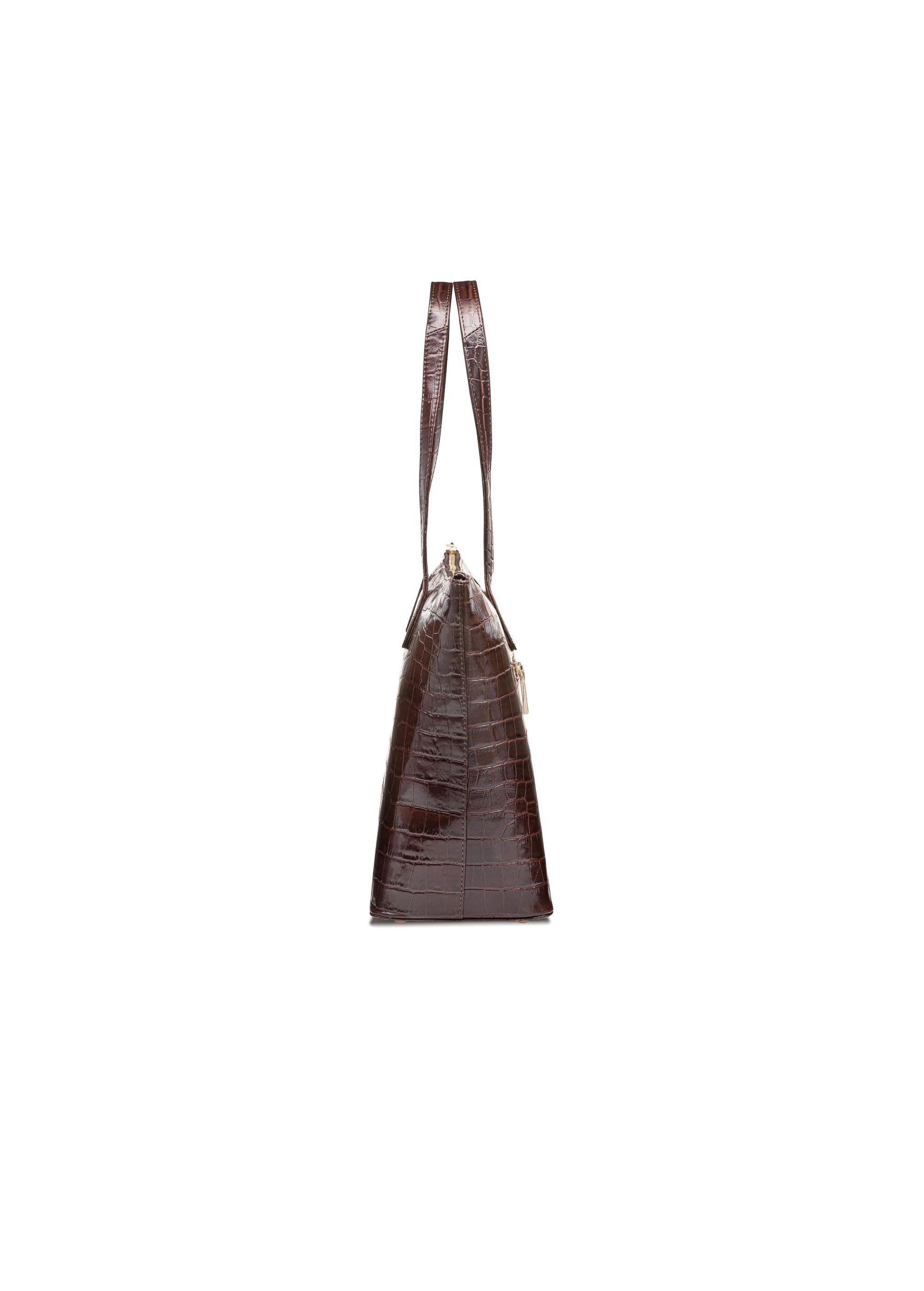 Women's brown leather shopper bag TORES-0939D-89(W25)-03