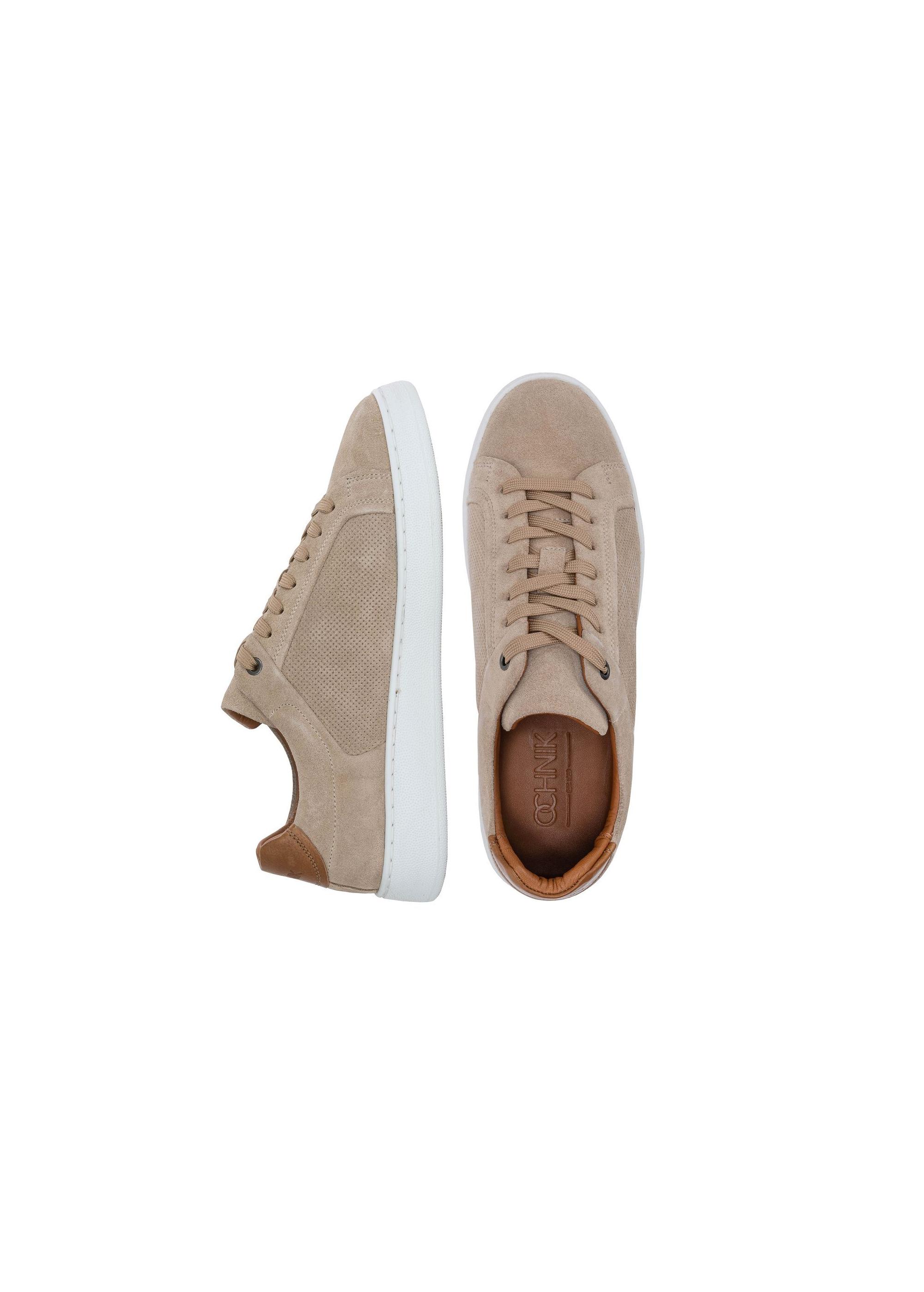 Beige leather men's sneakers BUTYM-0452-81(W24)-05