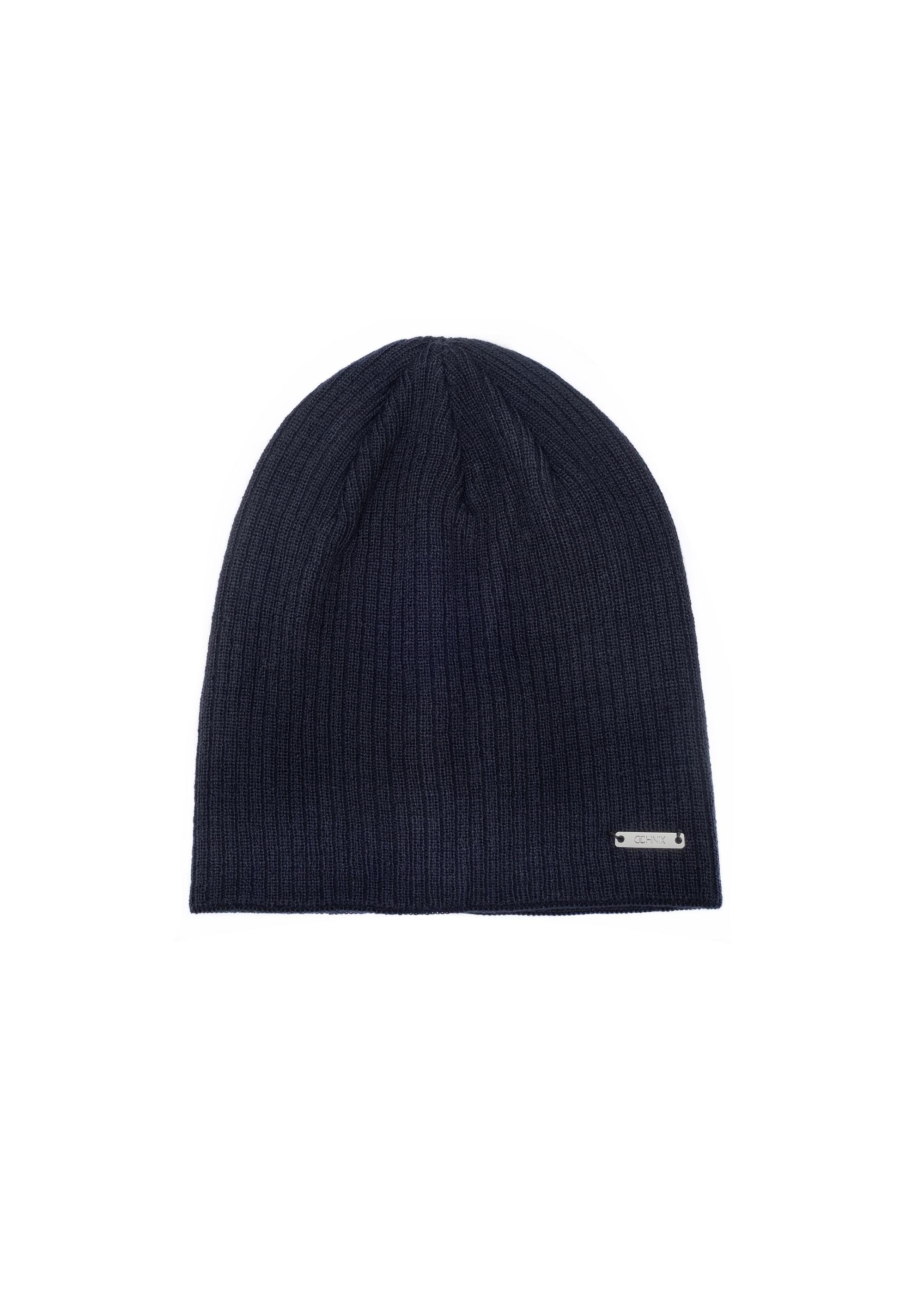 Men's navy blue winter cap CZAMT-0046A-69(Z24)