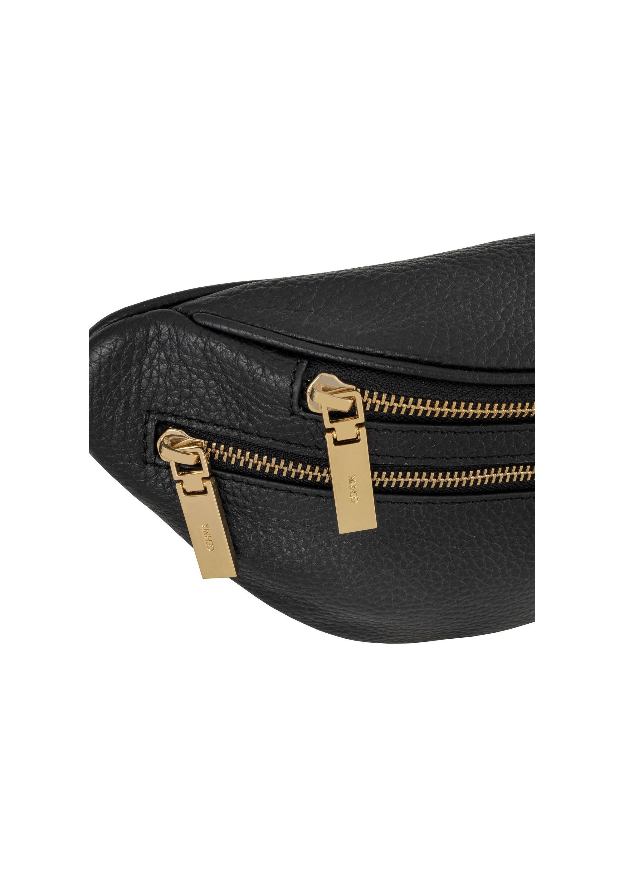 Leather black women's waist bag TORES-0721C-99(Z24)-05