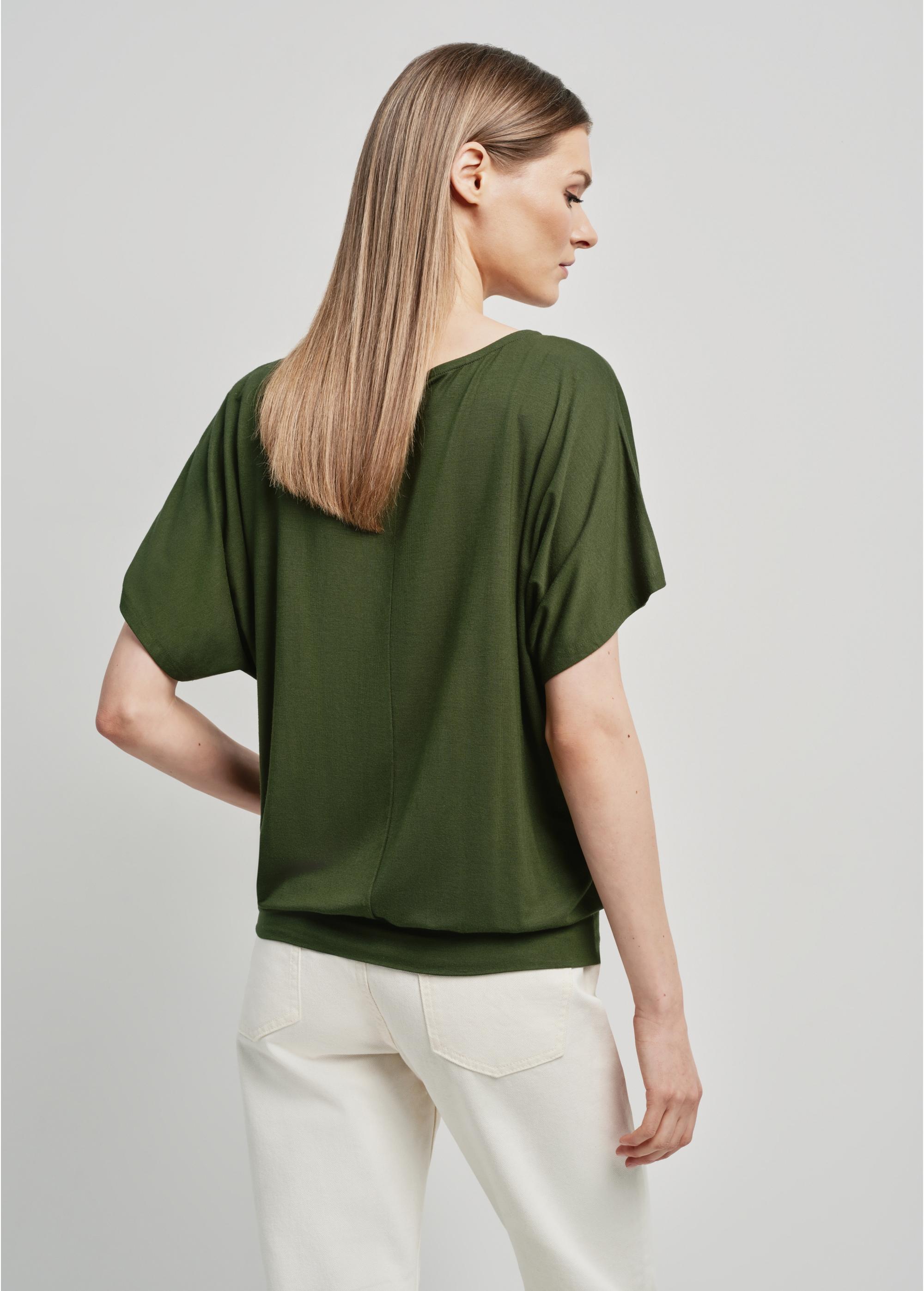 Women's green ribbed blouse BLUDT-0170-55(W24)-02