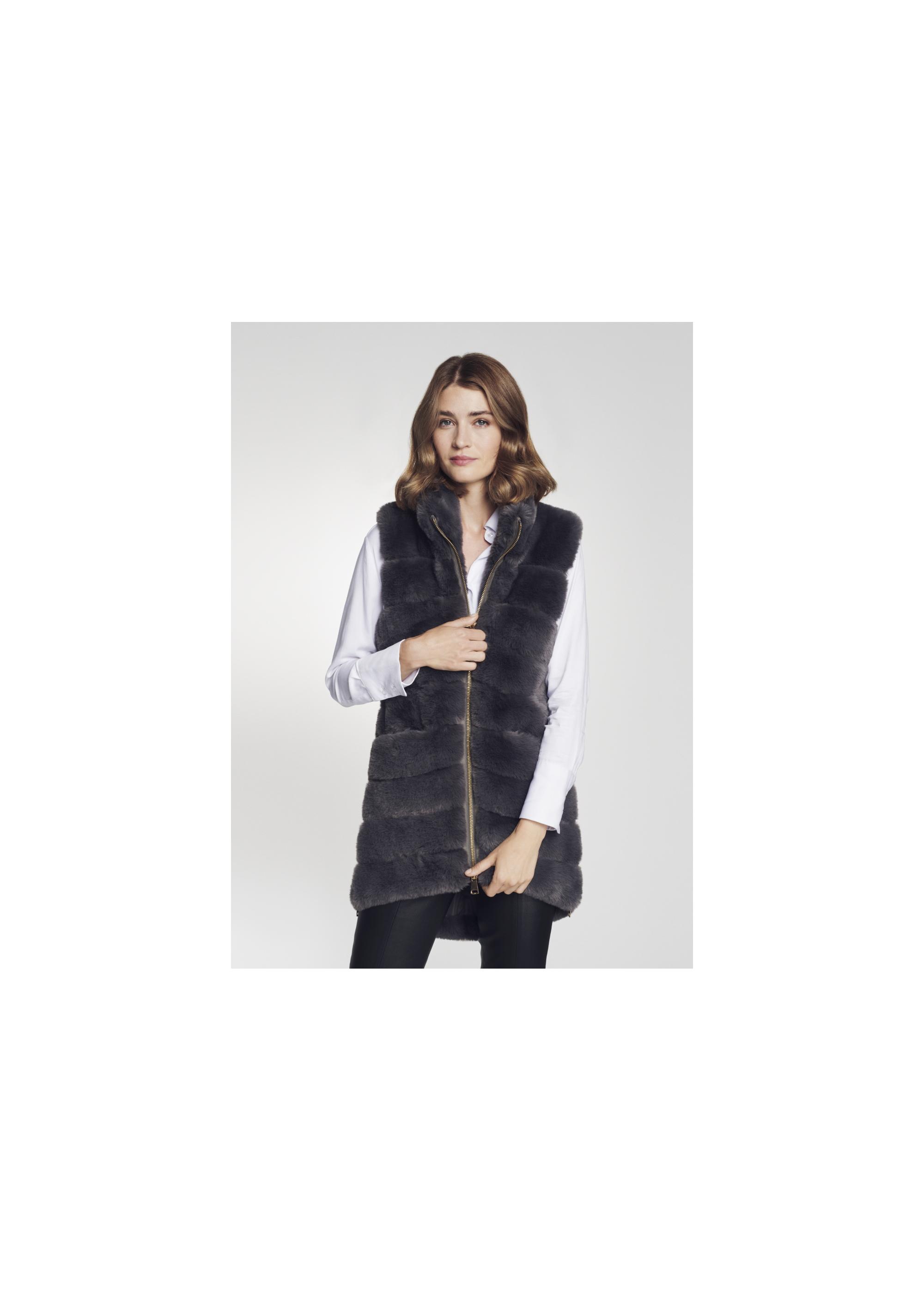 Women's long gray vest KAMDP-0002-95(Z21)-01