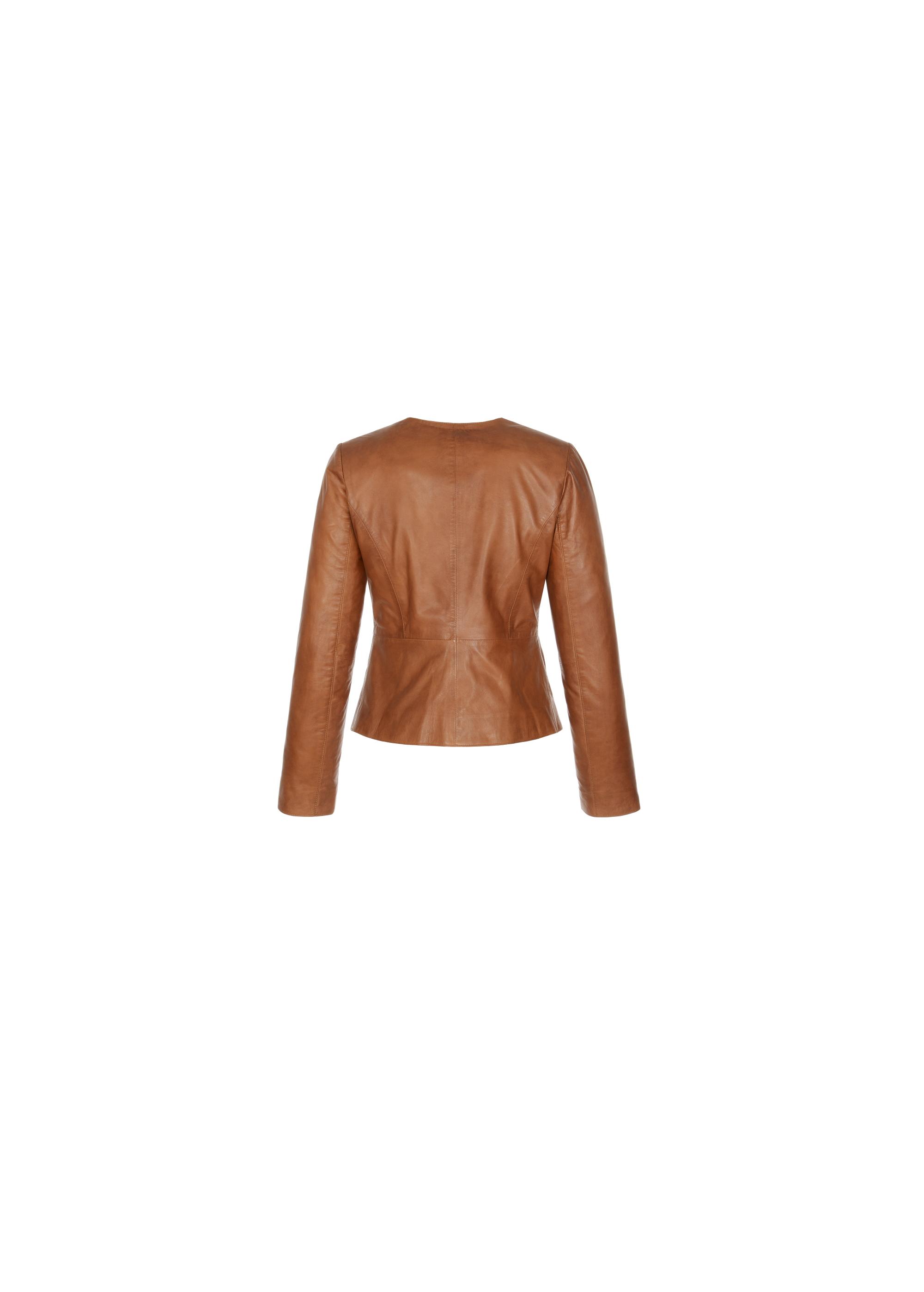 Women's cognac leather jacket KURDS-0232-1228(Z23)-04