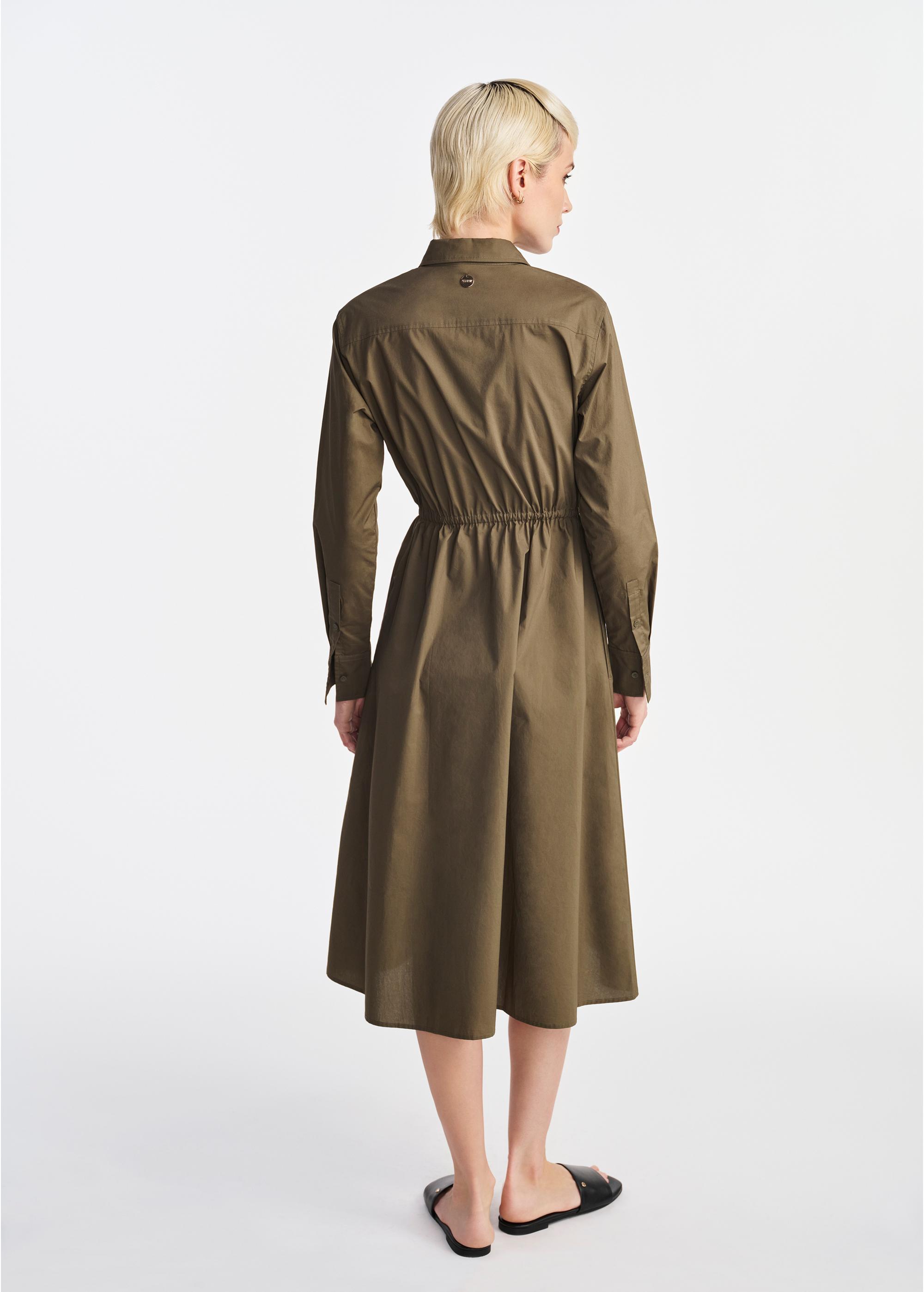 Long sleeve khaki dress SUKDT-0230-55(W25)-04