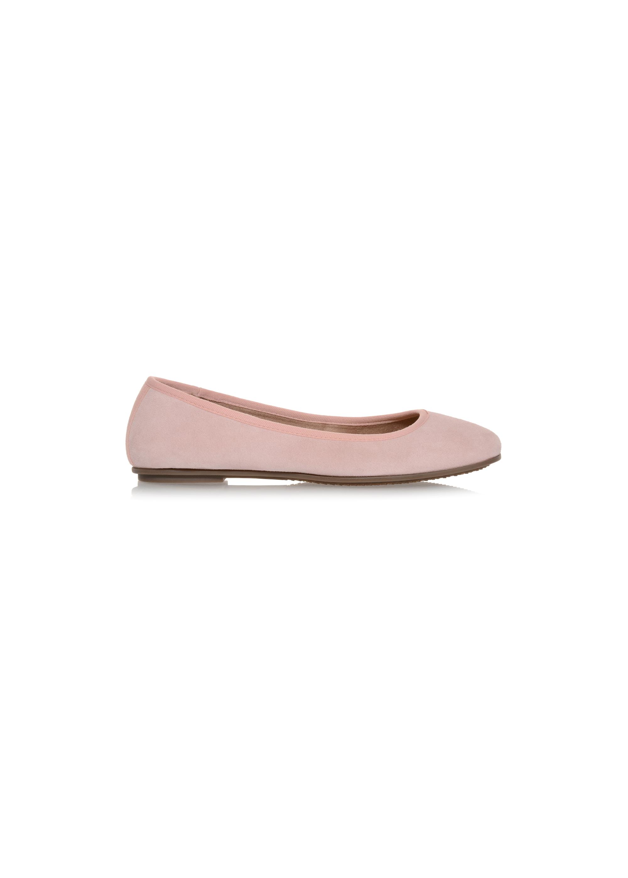 Pink velour ballerinas for women BUTYD-0713A-34(W23)-01