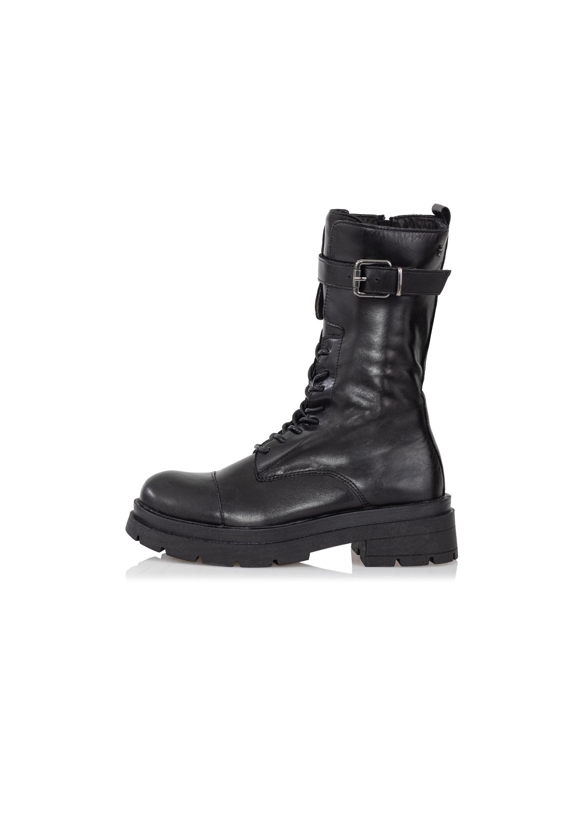 Women's leather ankle boots in combat boot style BUTYD-0939A-99(Z24)