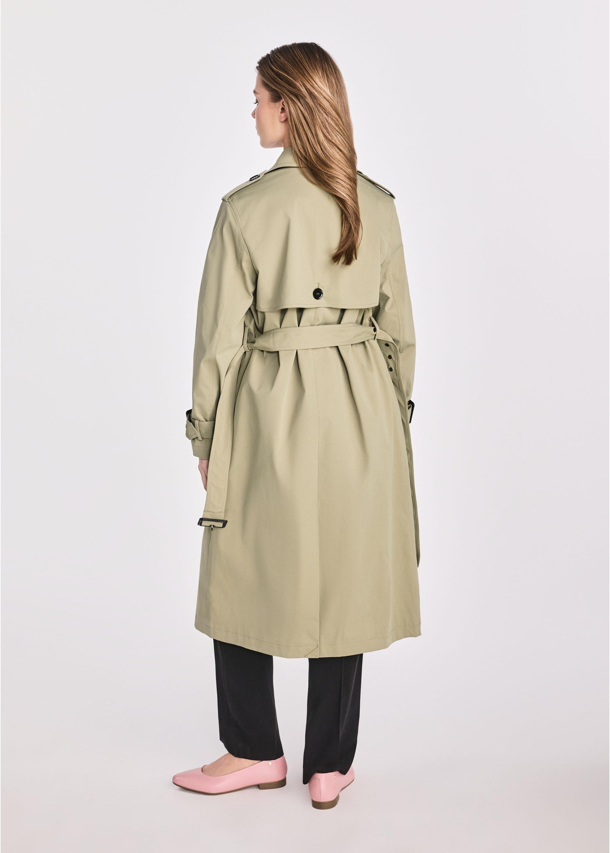 Long olive women's coat-style jacket KURDT-0512-57(W25)-05