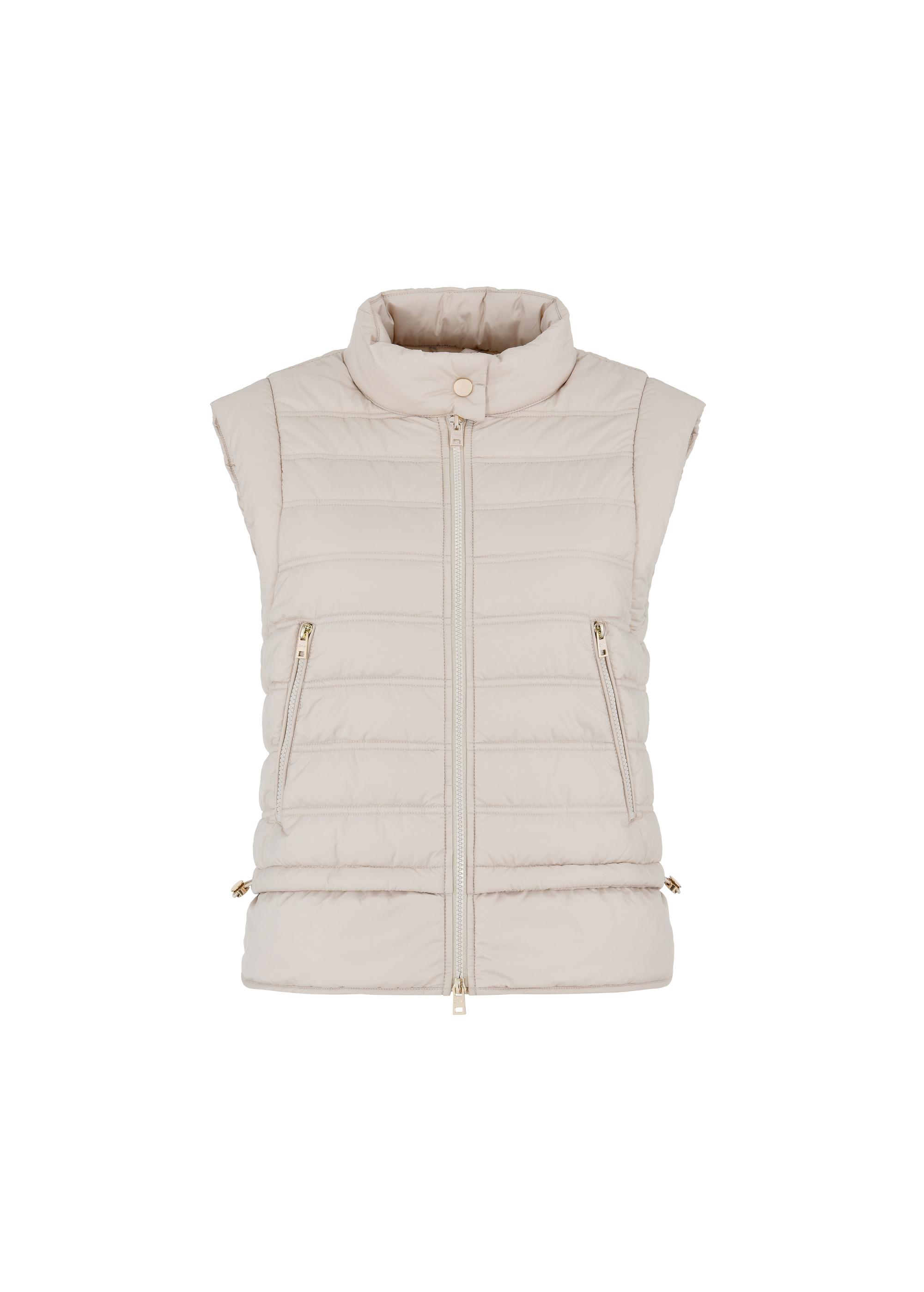 Women's beige quilted sleeveless jacket KAMDT-0026-80(W24)-05