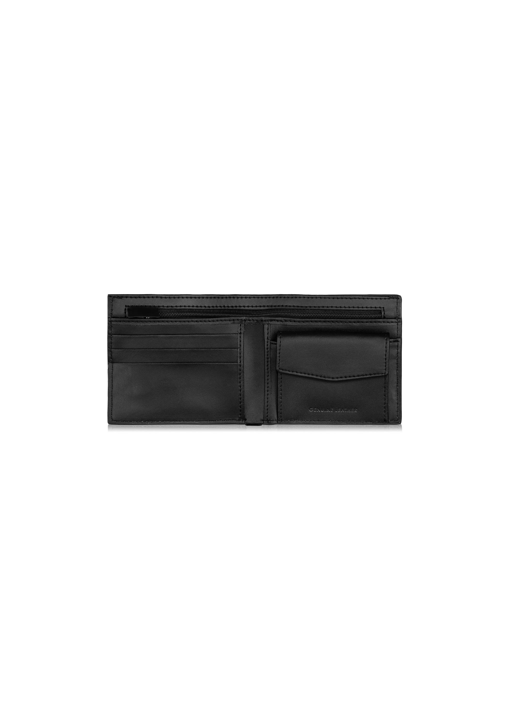 Men's black leather wallet with monogram PORMS-0603-98(Z23)-04