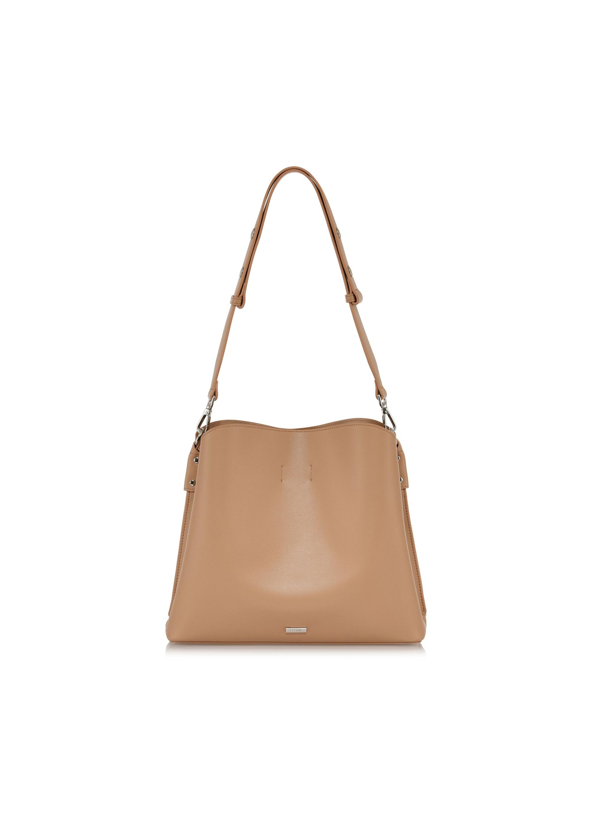 Beige women's shopper bag TOREC-0862A-81(Z24)-02