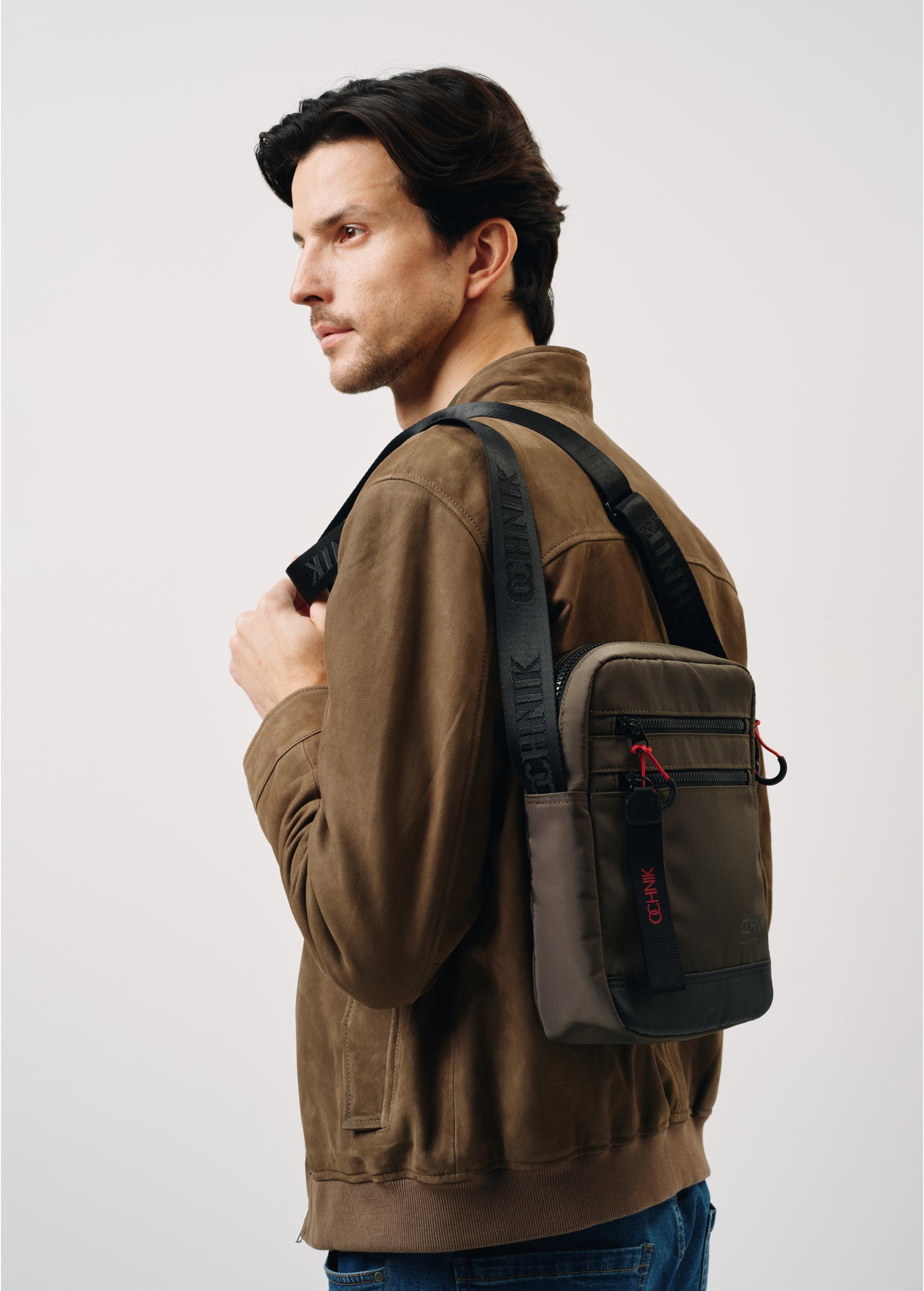 Large men's postbag in khaki color TORMN-0326-55(W24)-06