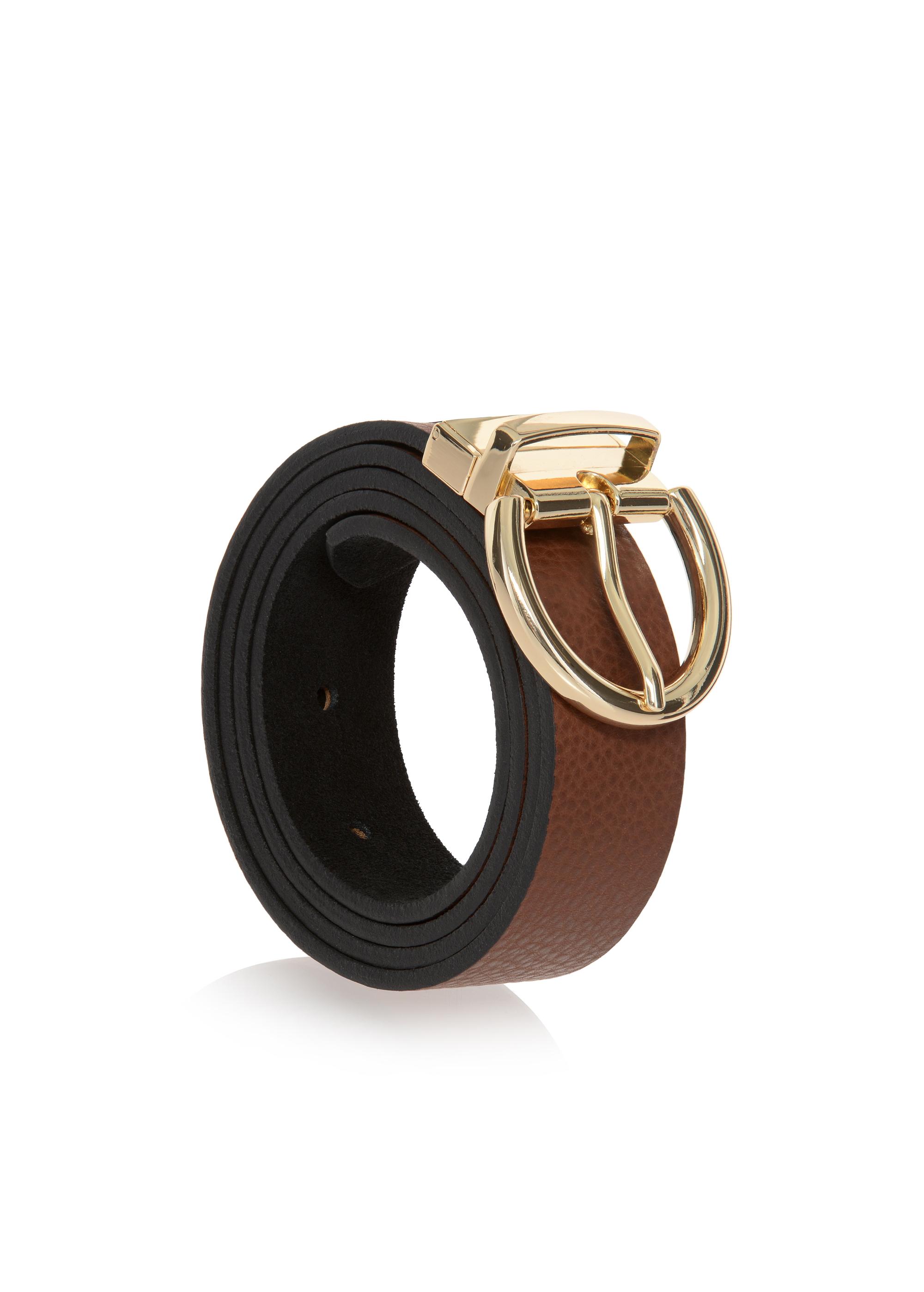 Two-sided brown and black women's belt PASDS-0175B-98(Z24)-02