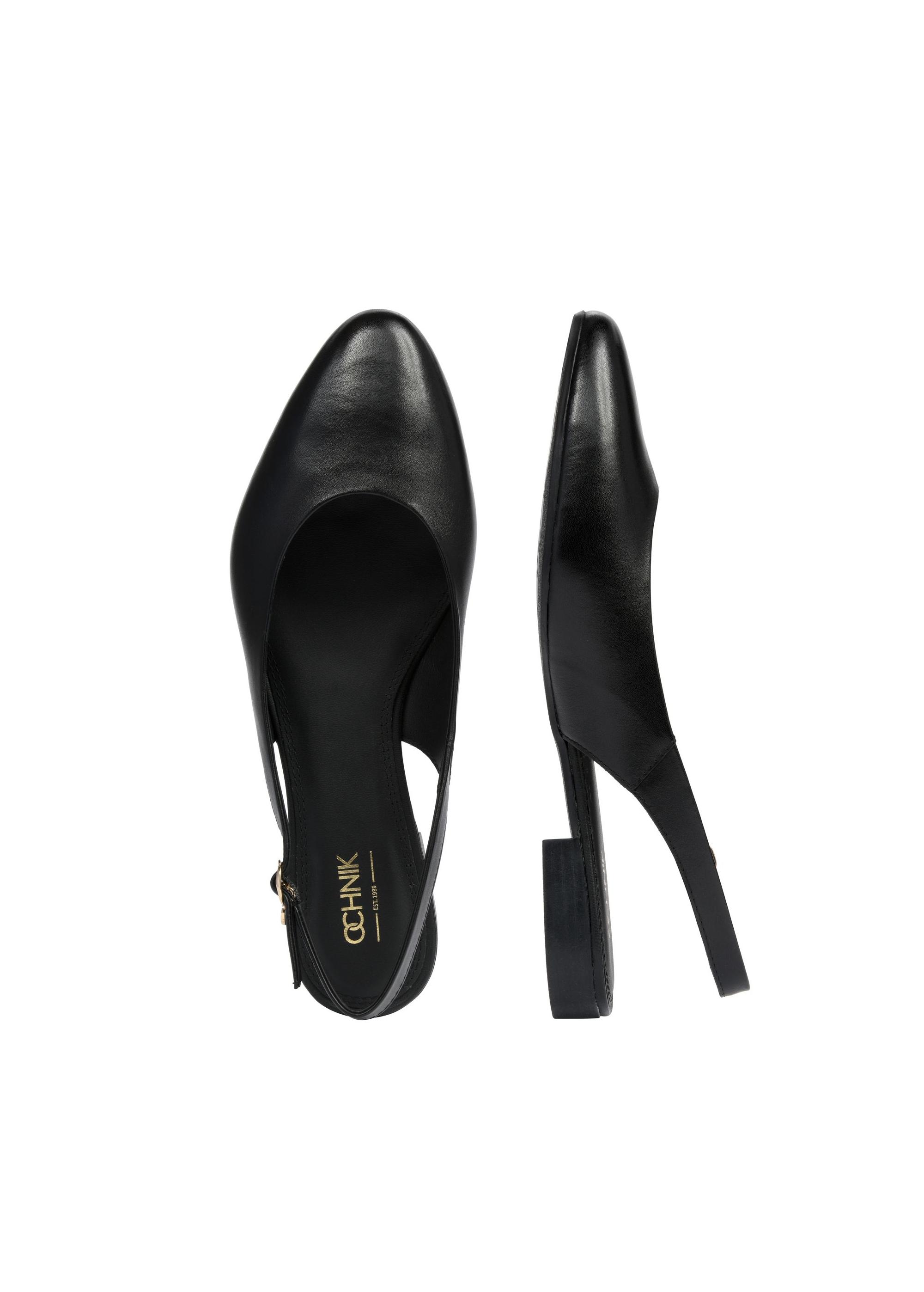 Leather black ballerinas without heel BUTYD-1051-99(W25)