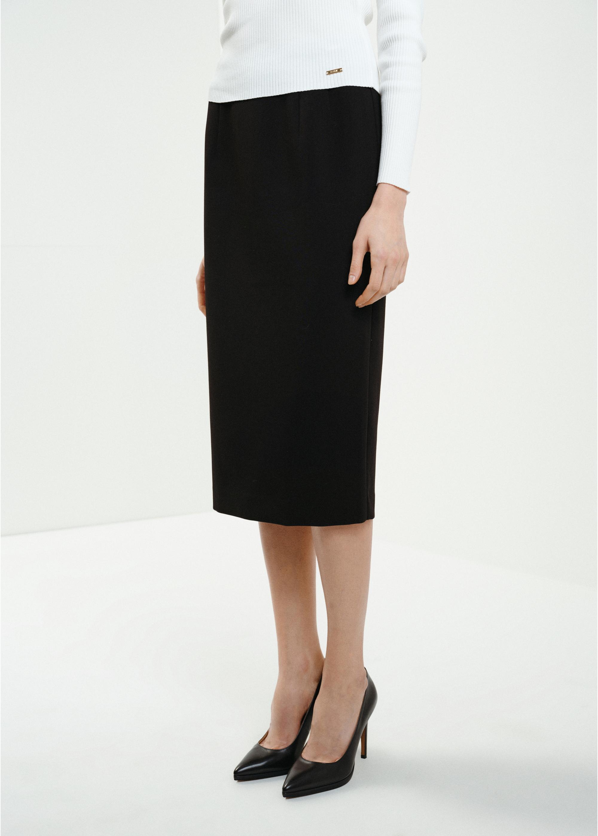 Long black pencil skirt SPCDT-0087-99(W24)-01