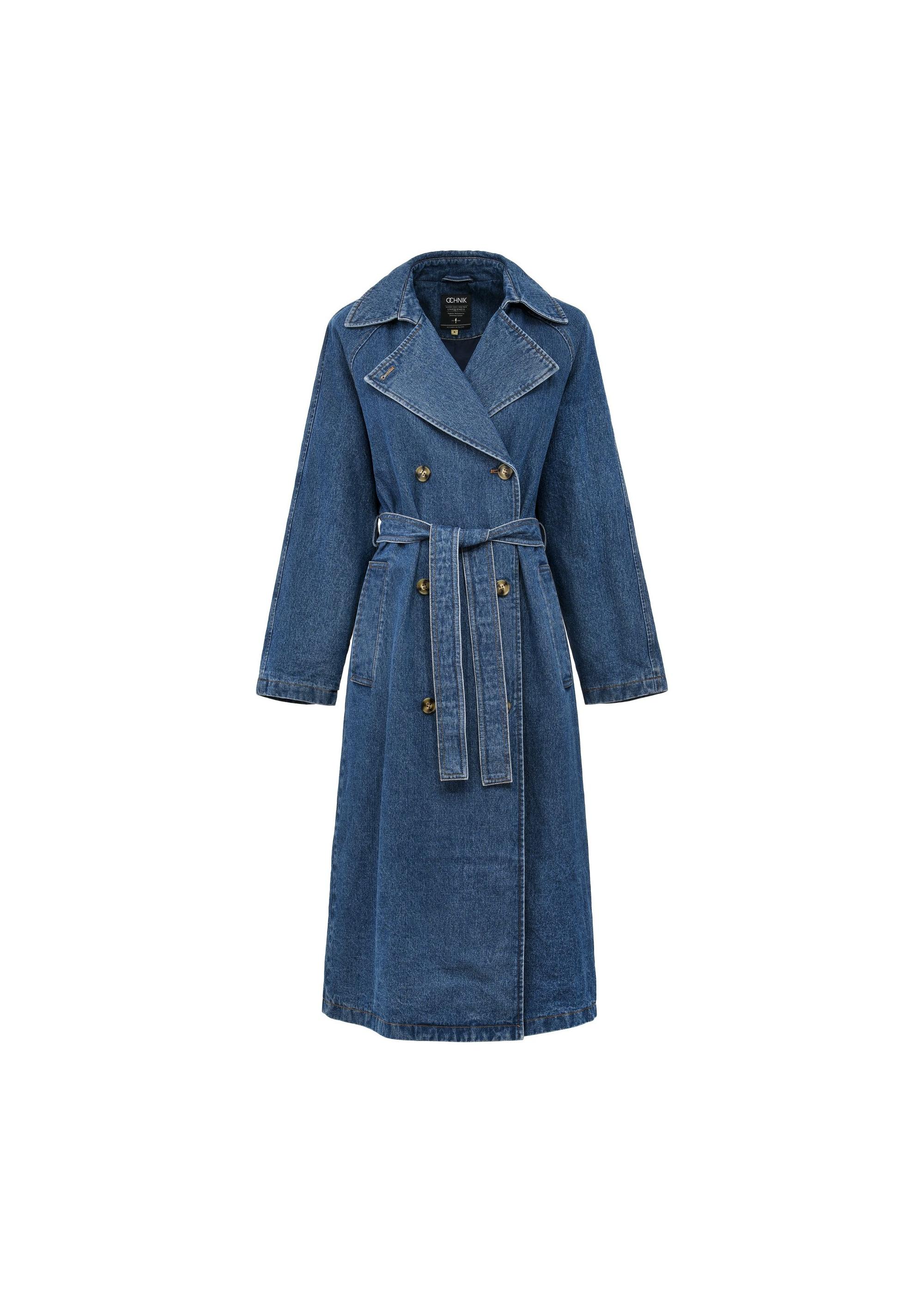 Women's denim jacket in the form of a coat KURDT-0566-69(W25)-06