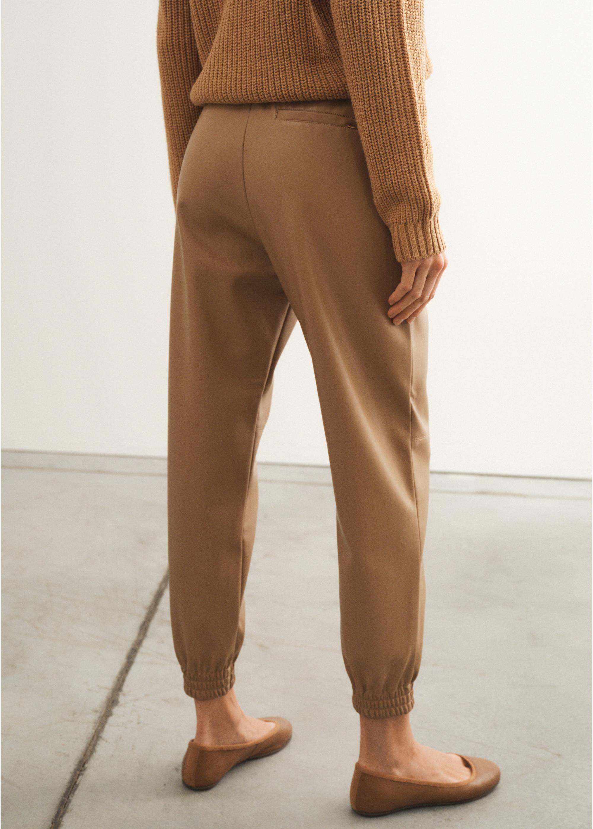 Beige imitation leather pants SPODP-0002-81(W23)-02