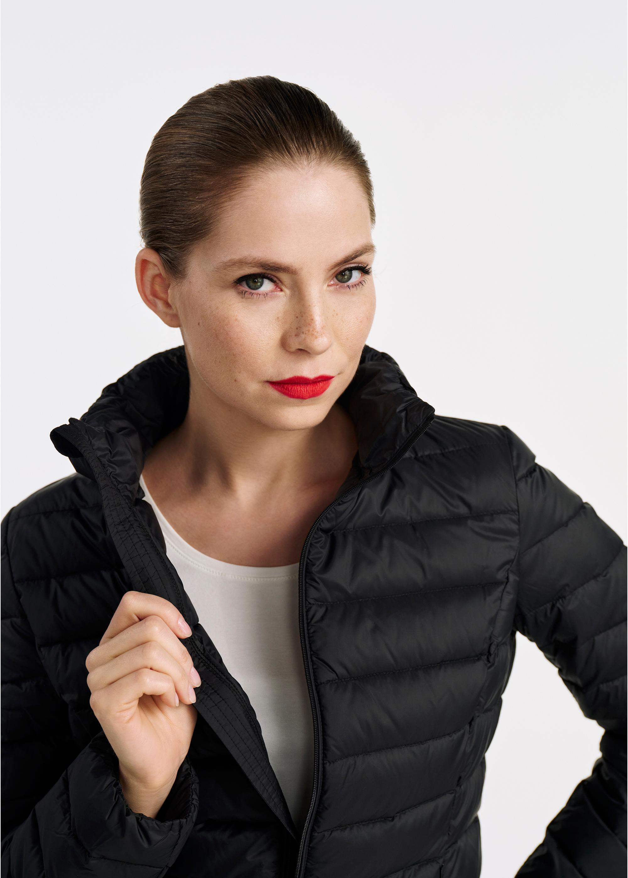 Black quilted women's jacket KURDT-0573-99(W25)-03