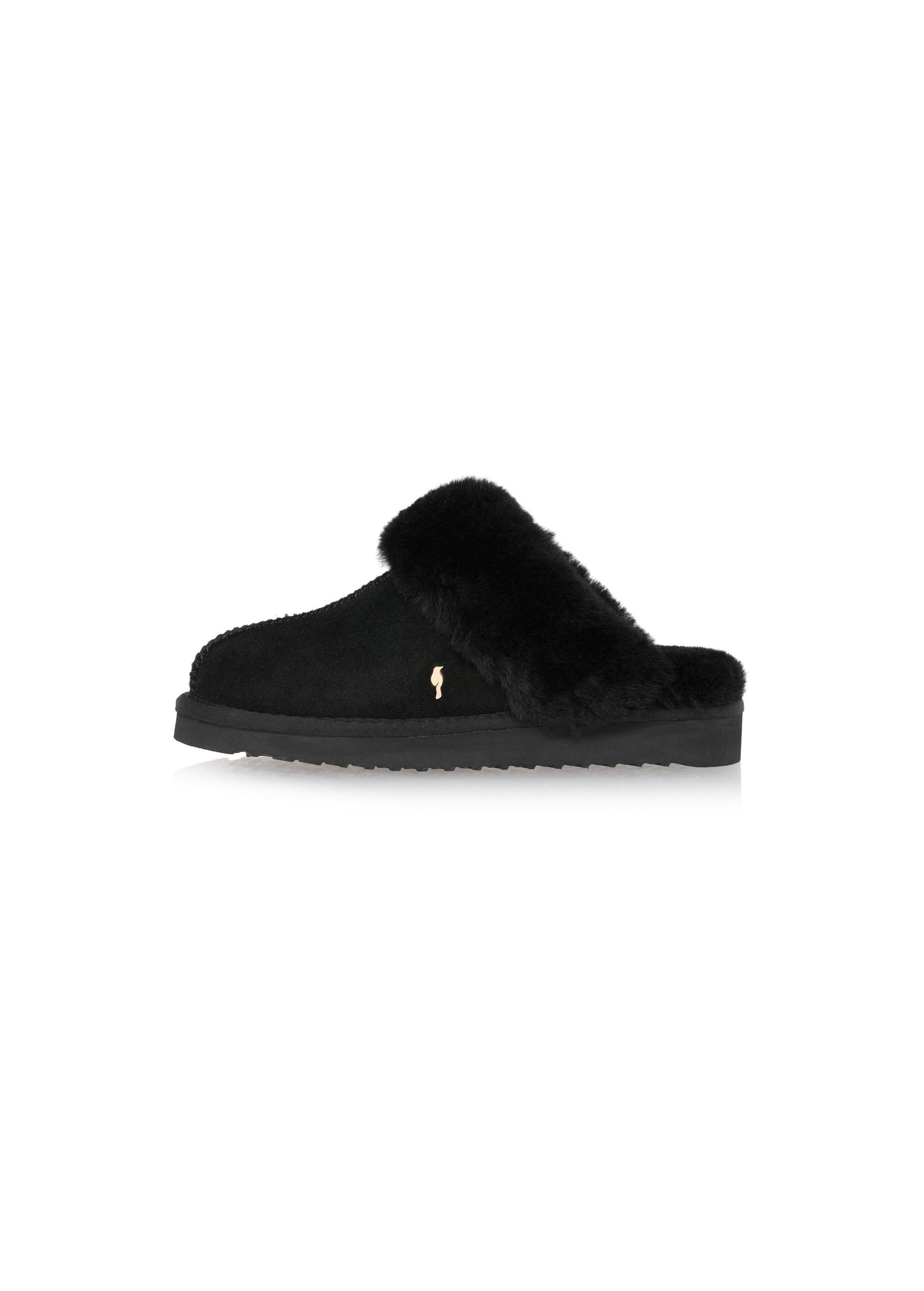 Black slip-on snow boot style slippers BUTYD-1137-99(Z24)-03