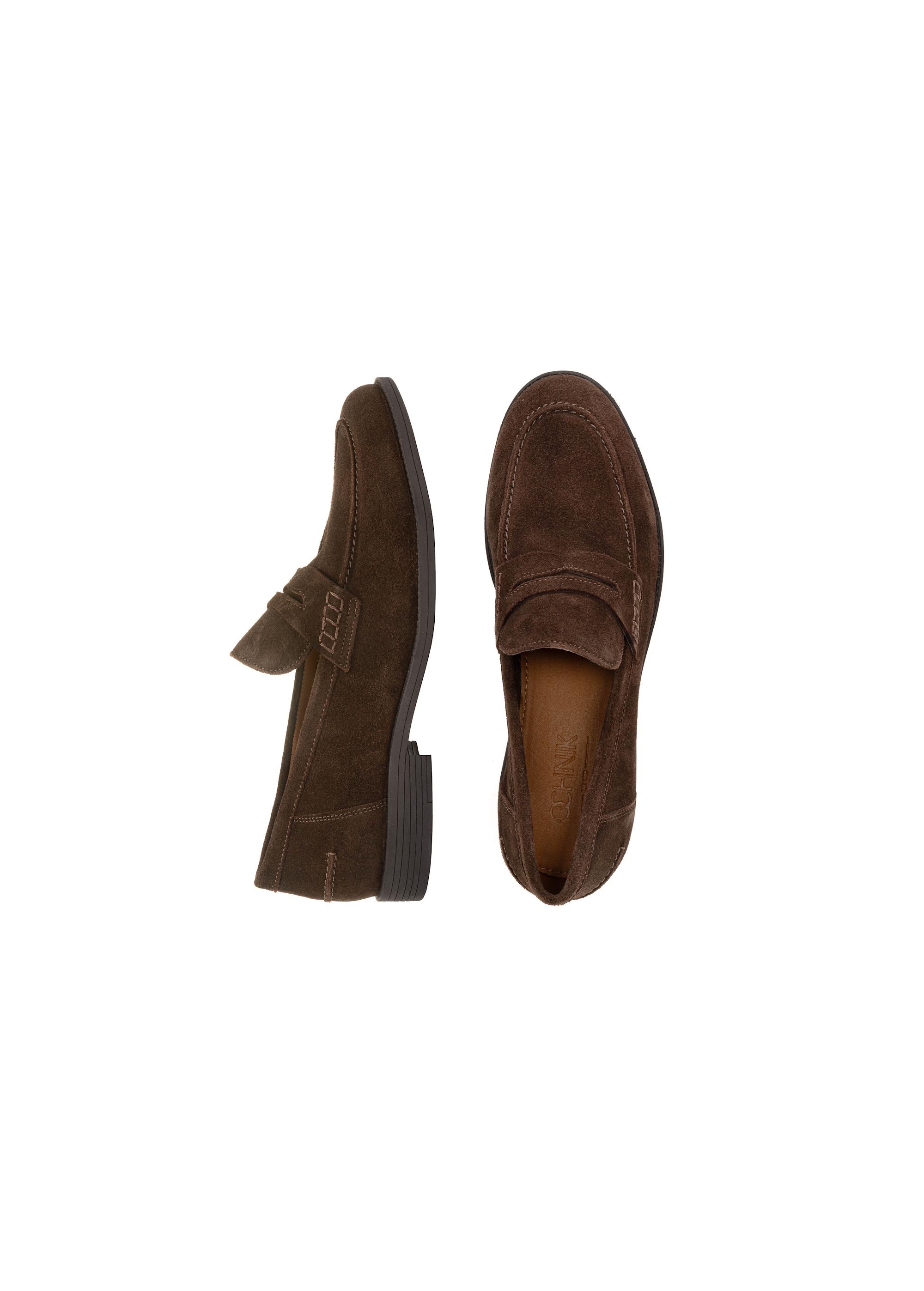 Dark brown leather men's loafers BUTYM-0482-90(W25)-06