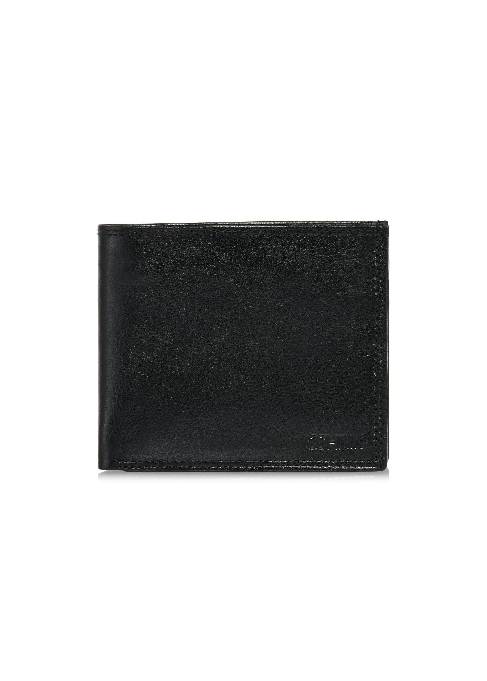 Unbuttoned black leather men's wallet PORMS-0551-99(W24)-01