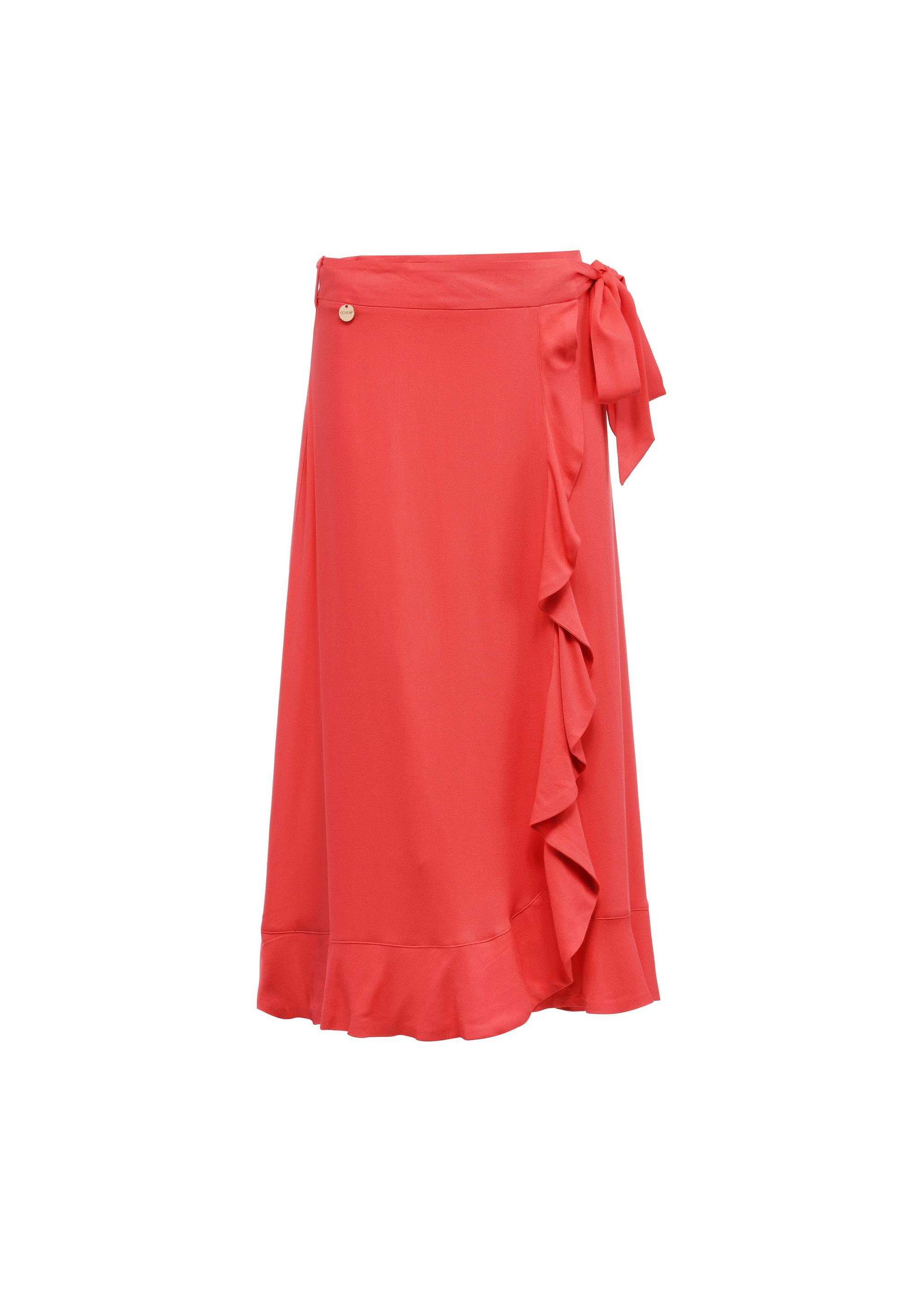 Coral women's skirt with ruffles SPCDT-0107-18(W25)-04