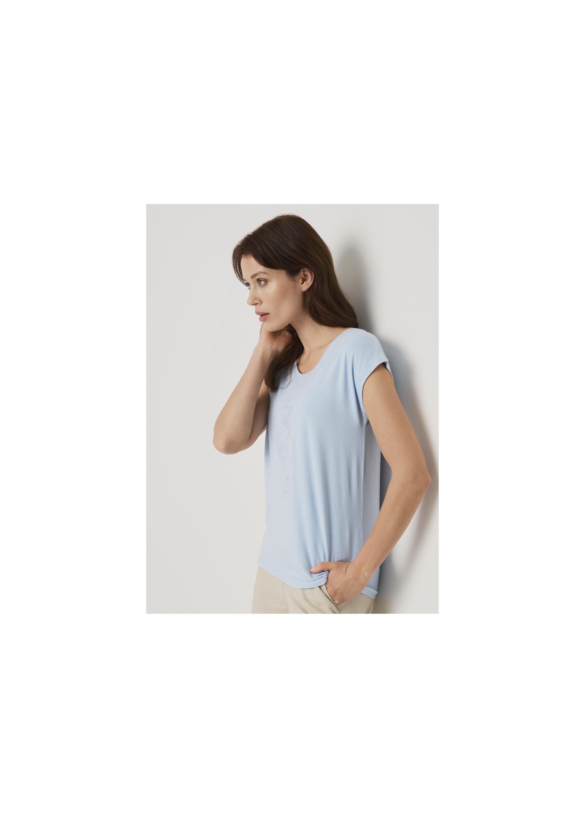 Light blue Women's T-shirt with applique TSHDT-0066-62(W22)-02