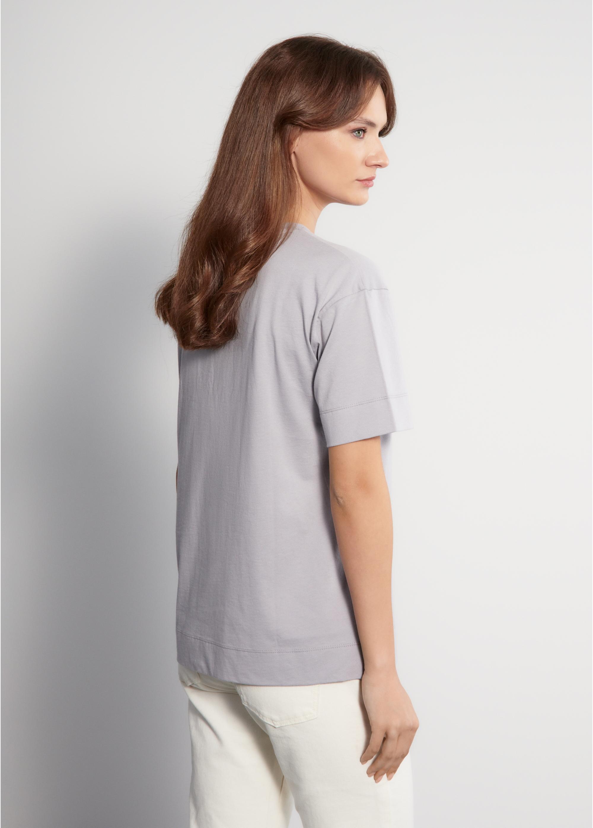 Gray women's blouse with zircons BLUDT-0163-91(W23)-02