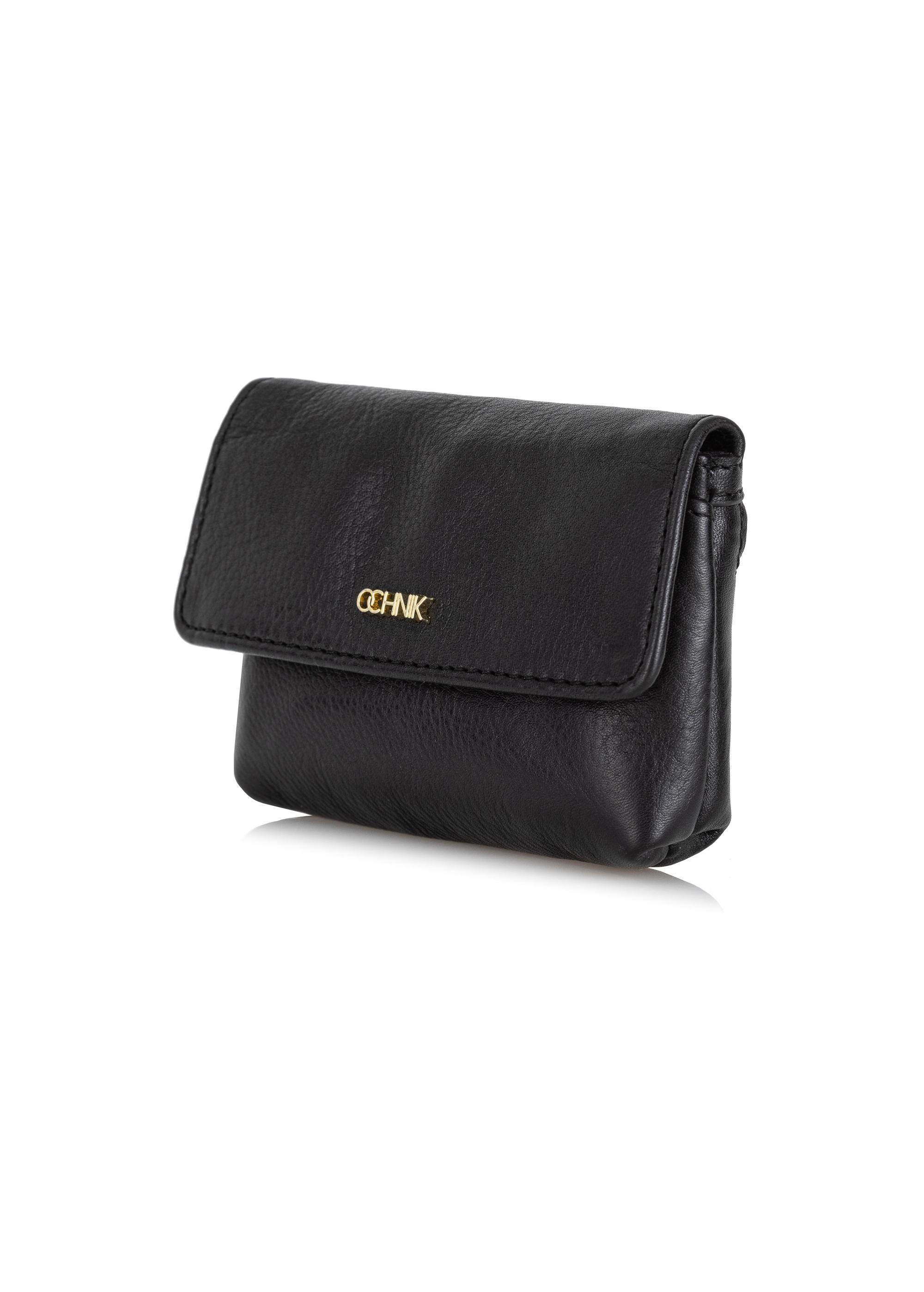 Small black leather wallet with chain PORES-0883-99(Z23)-02