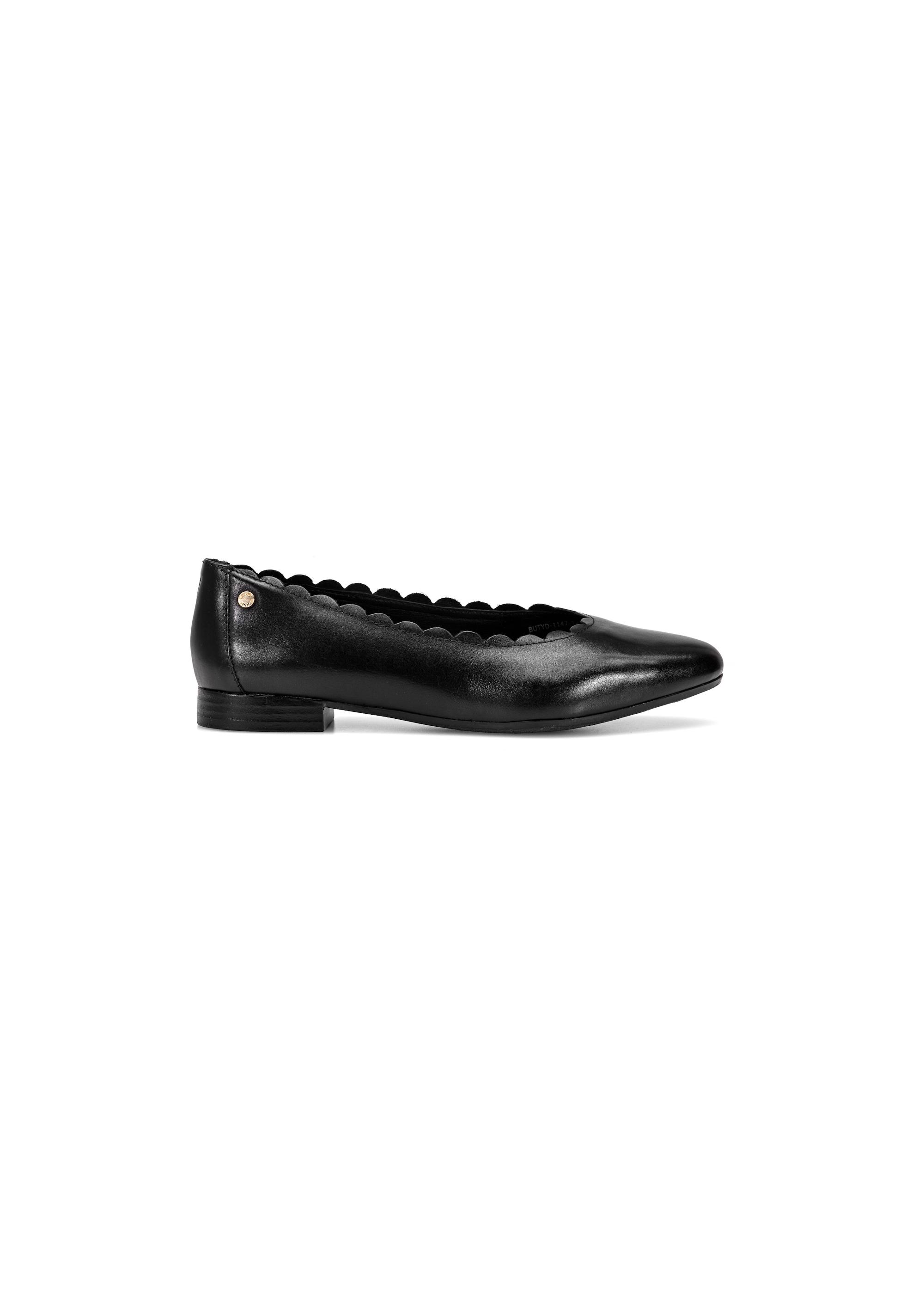 Black leather women's ballet flats BUTYD-1147-99(W25)-01