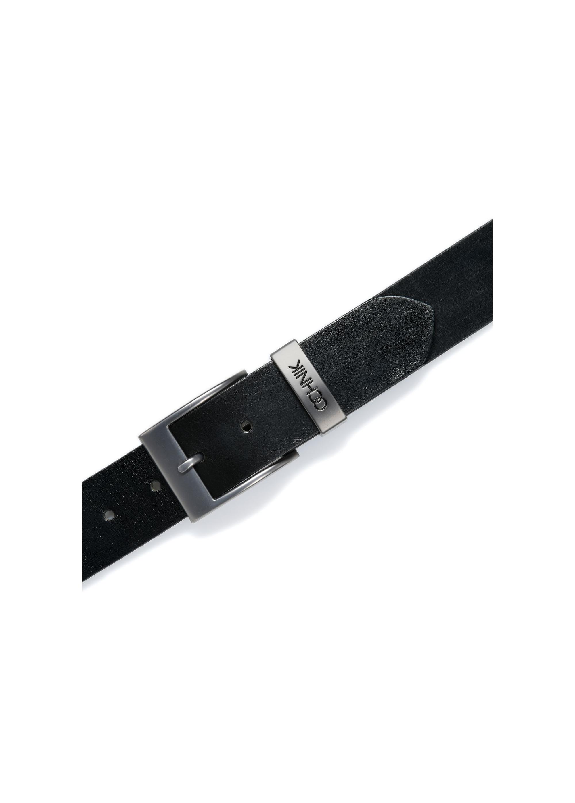 Leather black men's belt PASMS-0127C-98(Z24)-03