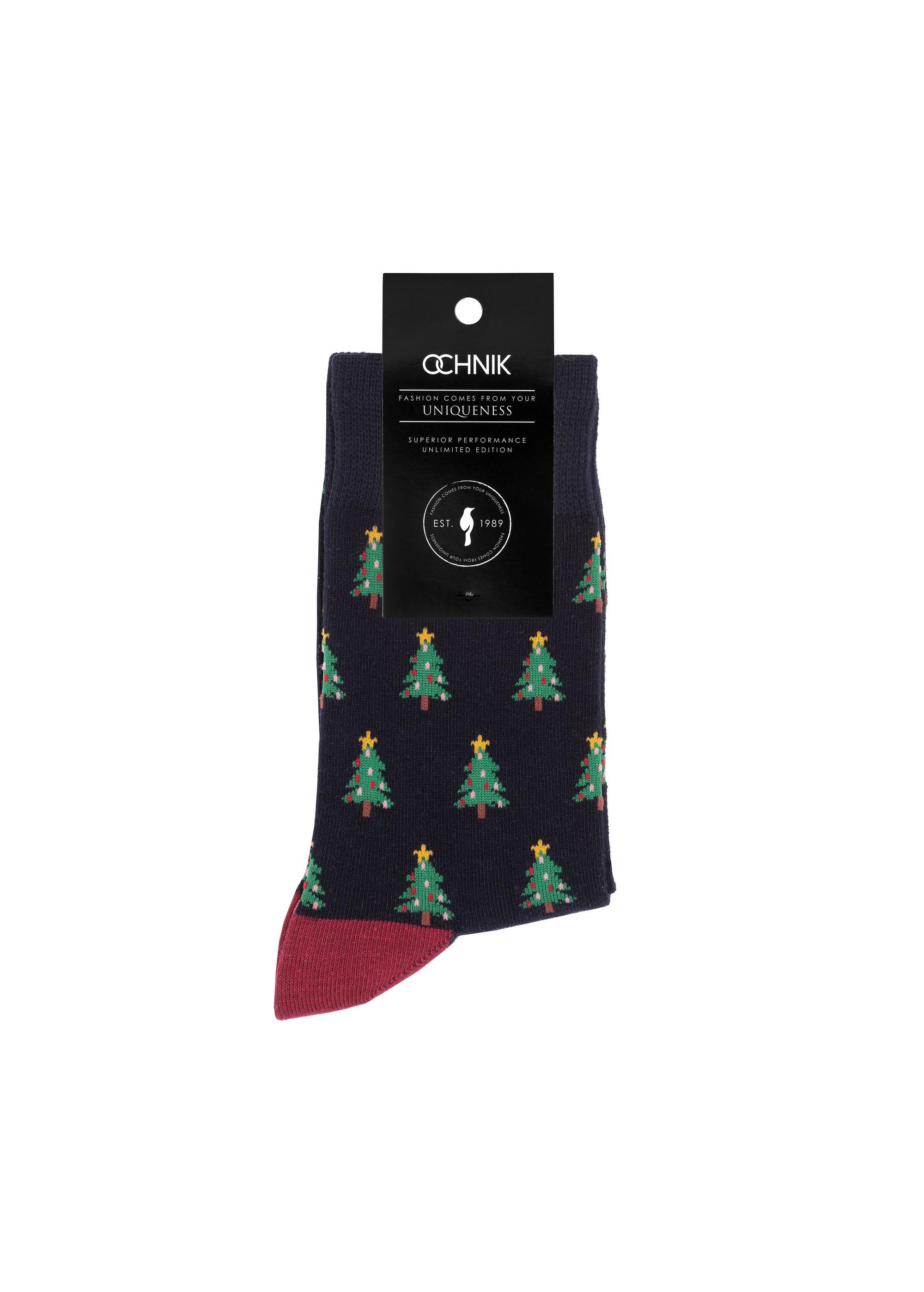 Men's navy blue Christmas socks SKAMT-0179-69(Z24)-02