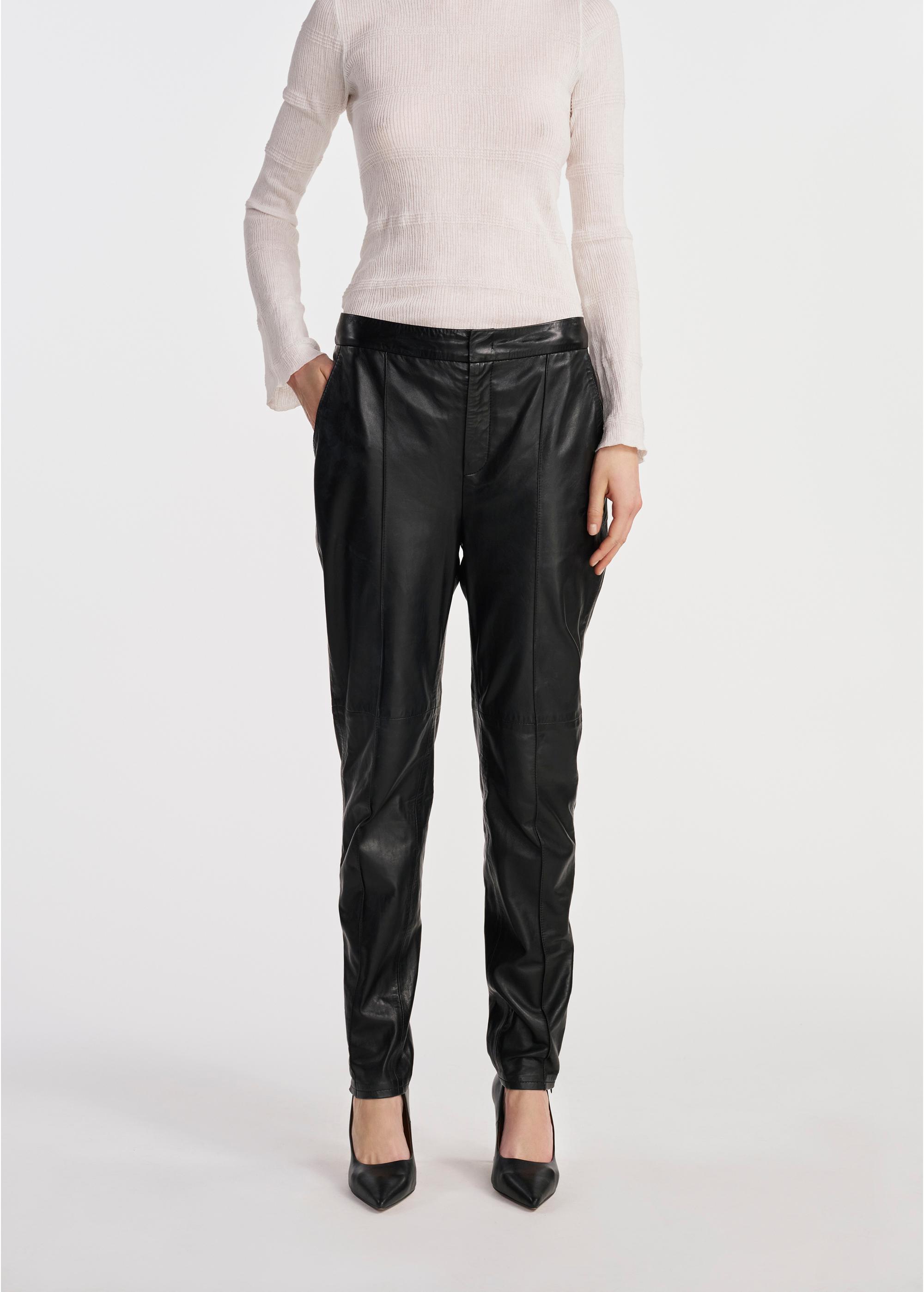 Black women's leather pants SPODS-0044-5339(W25)-02