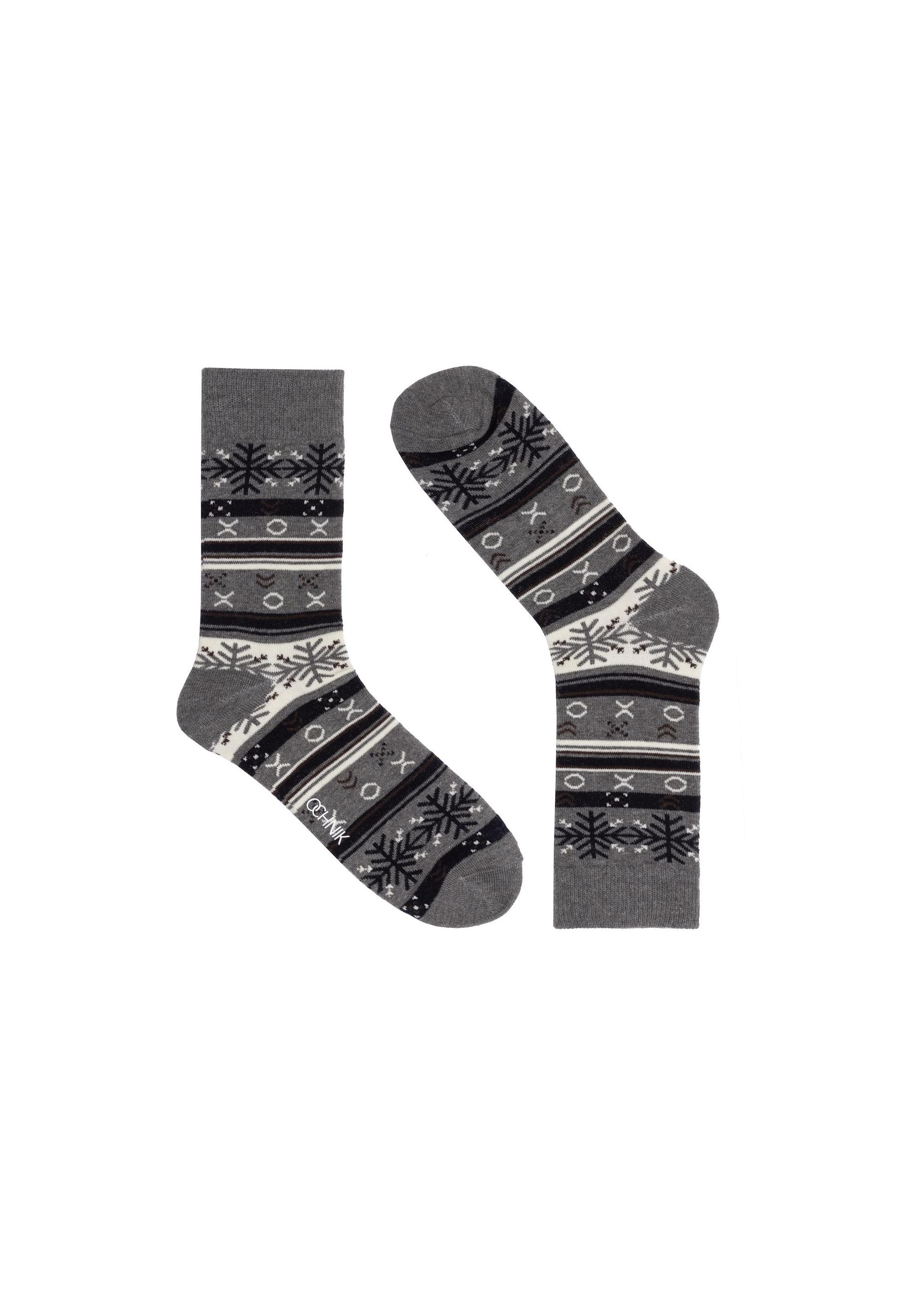 Men's grey Christmas socks SKAMT-0181-91(Z24)-01