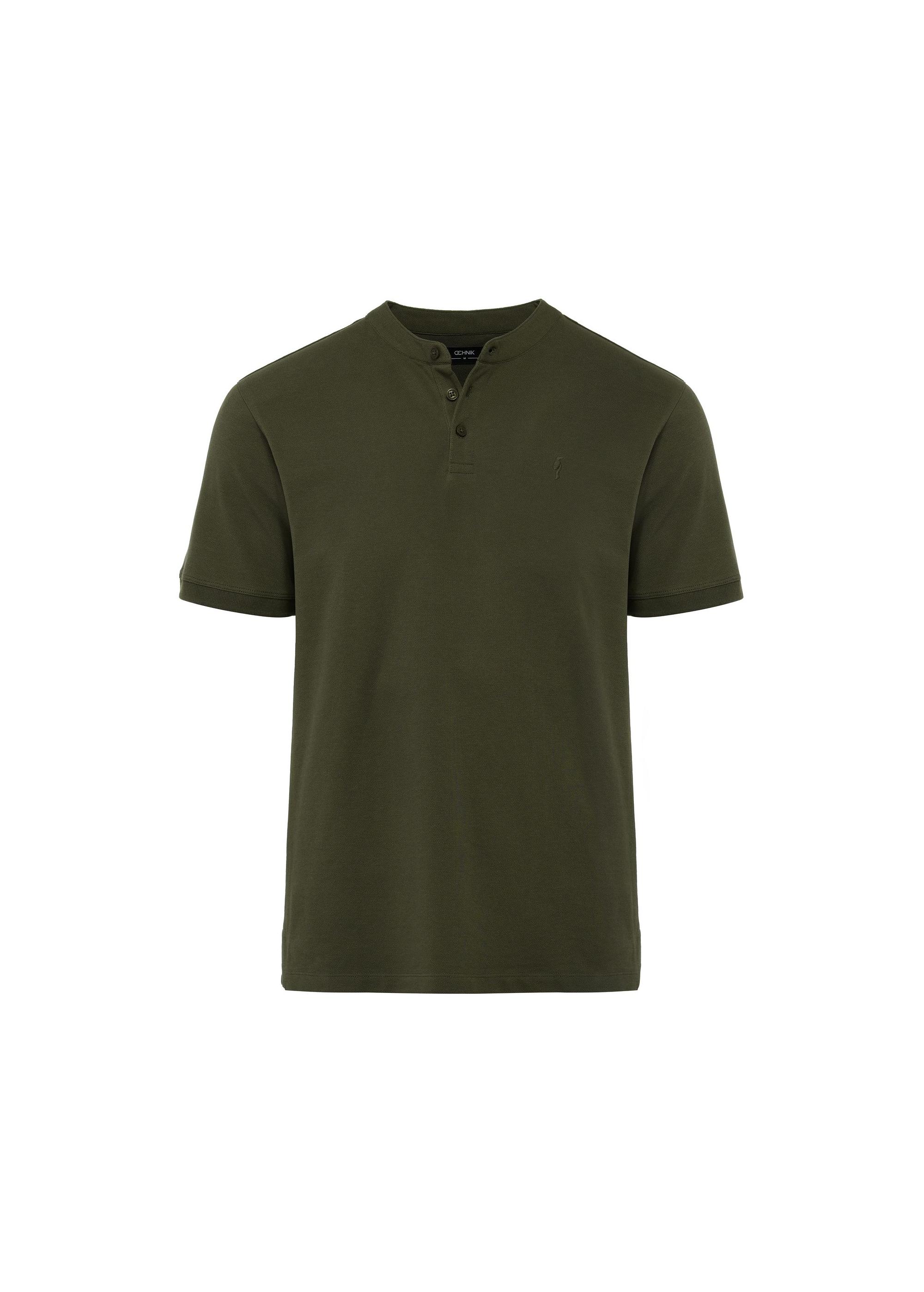 Men's khaki polo shirt POLMT-0061-55(W25)-01