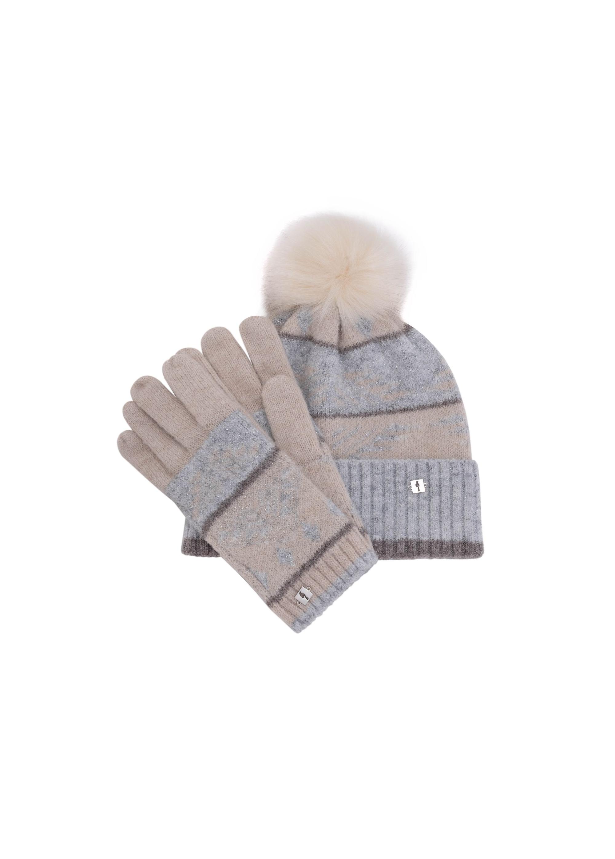 Women's winter hat with stripes CZADT-0190-61(Z24)