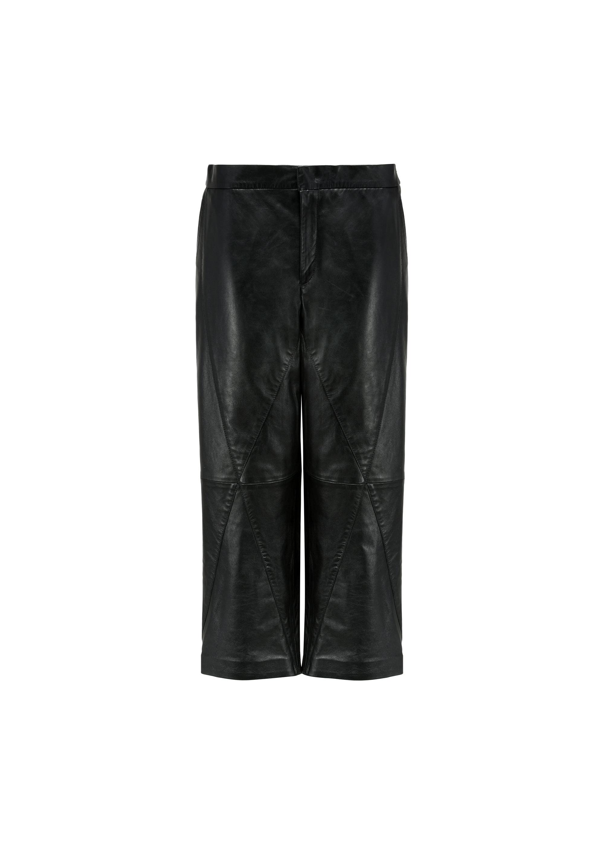 Black leather women's trousers SPODS-0043-5339(W25)-04