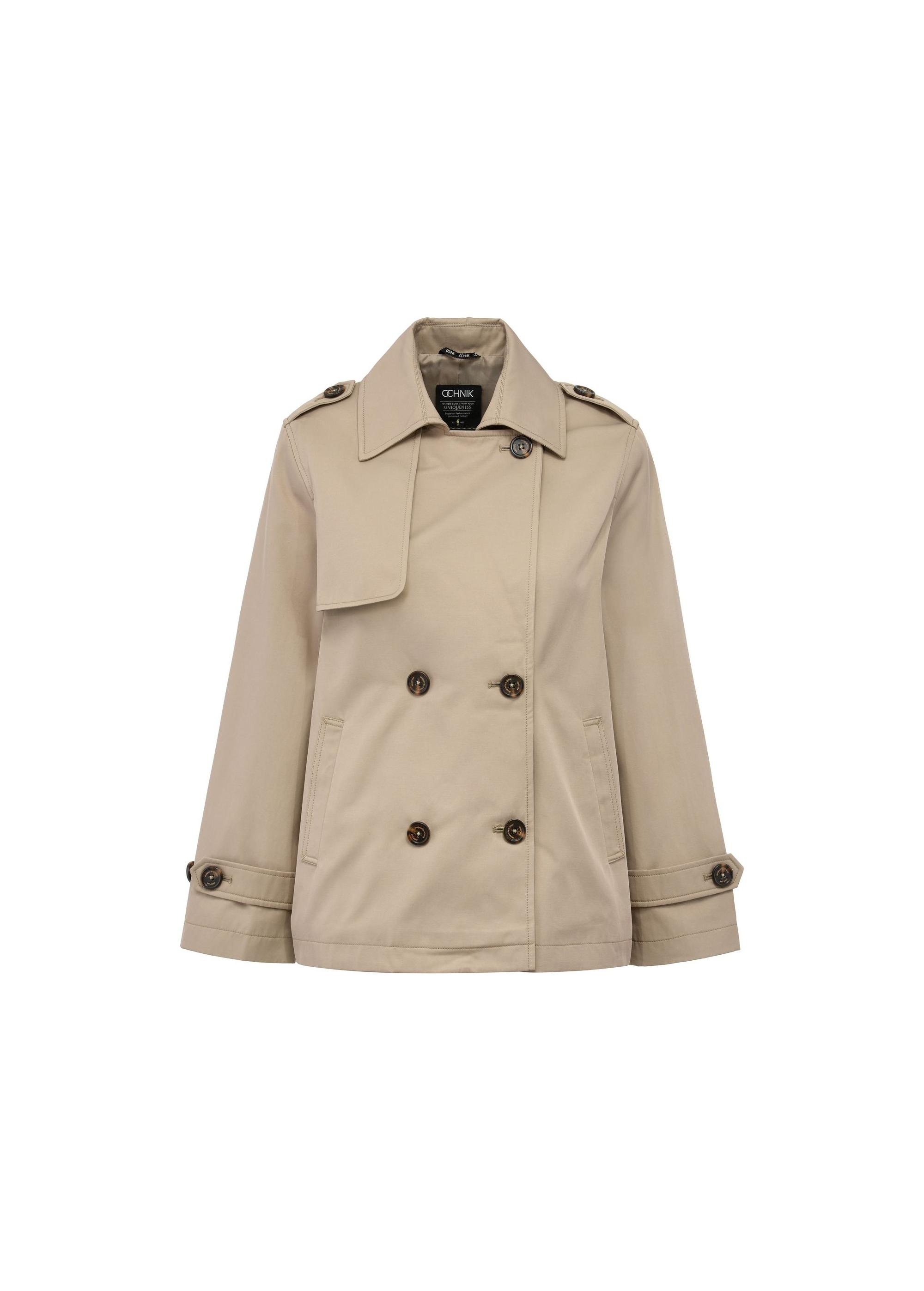 Beige women's pea coat KURDT-0556-24(W25)