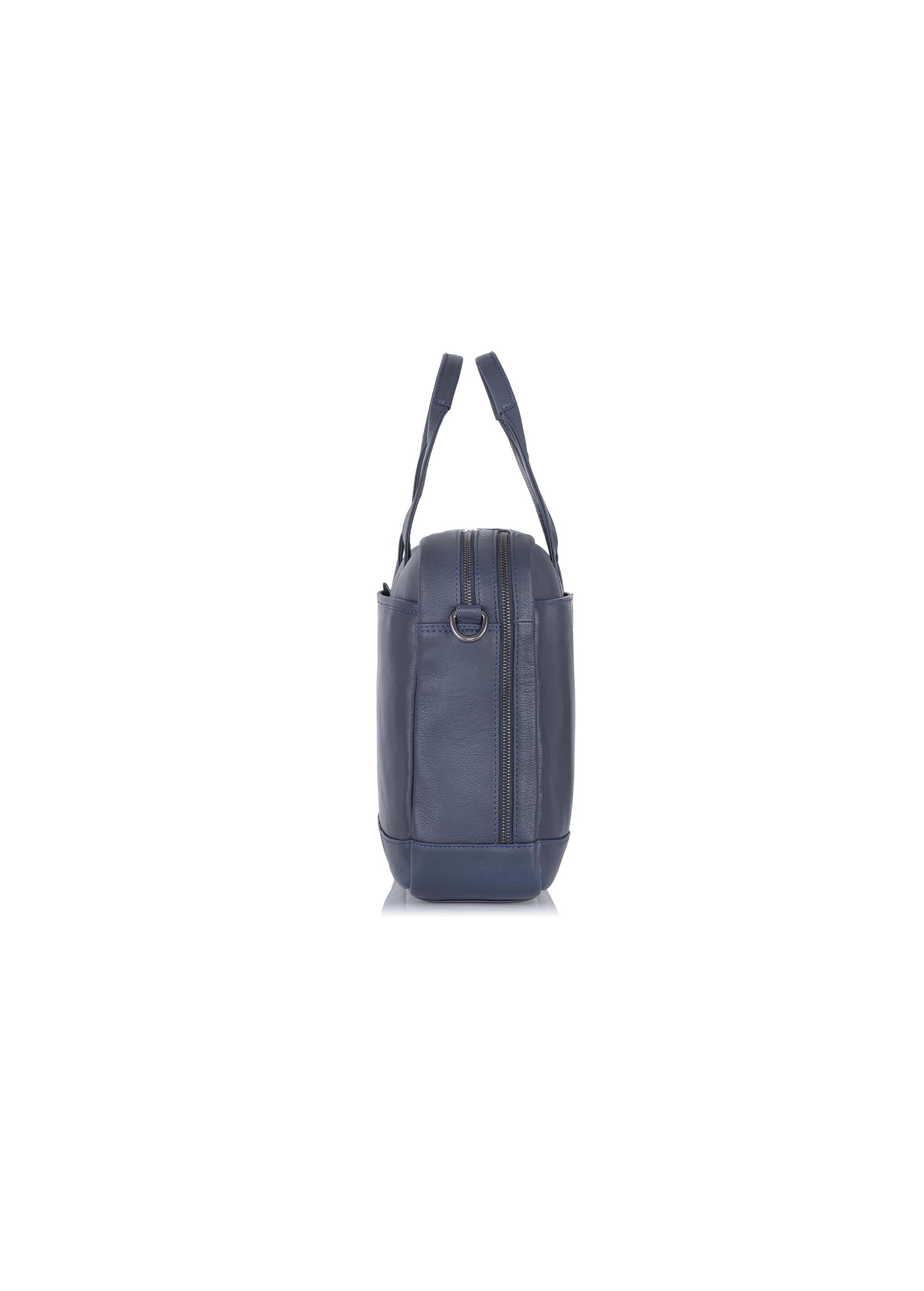 Capacious navy blue leather men's bag TORMS-0015A-69(W24)-03