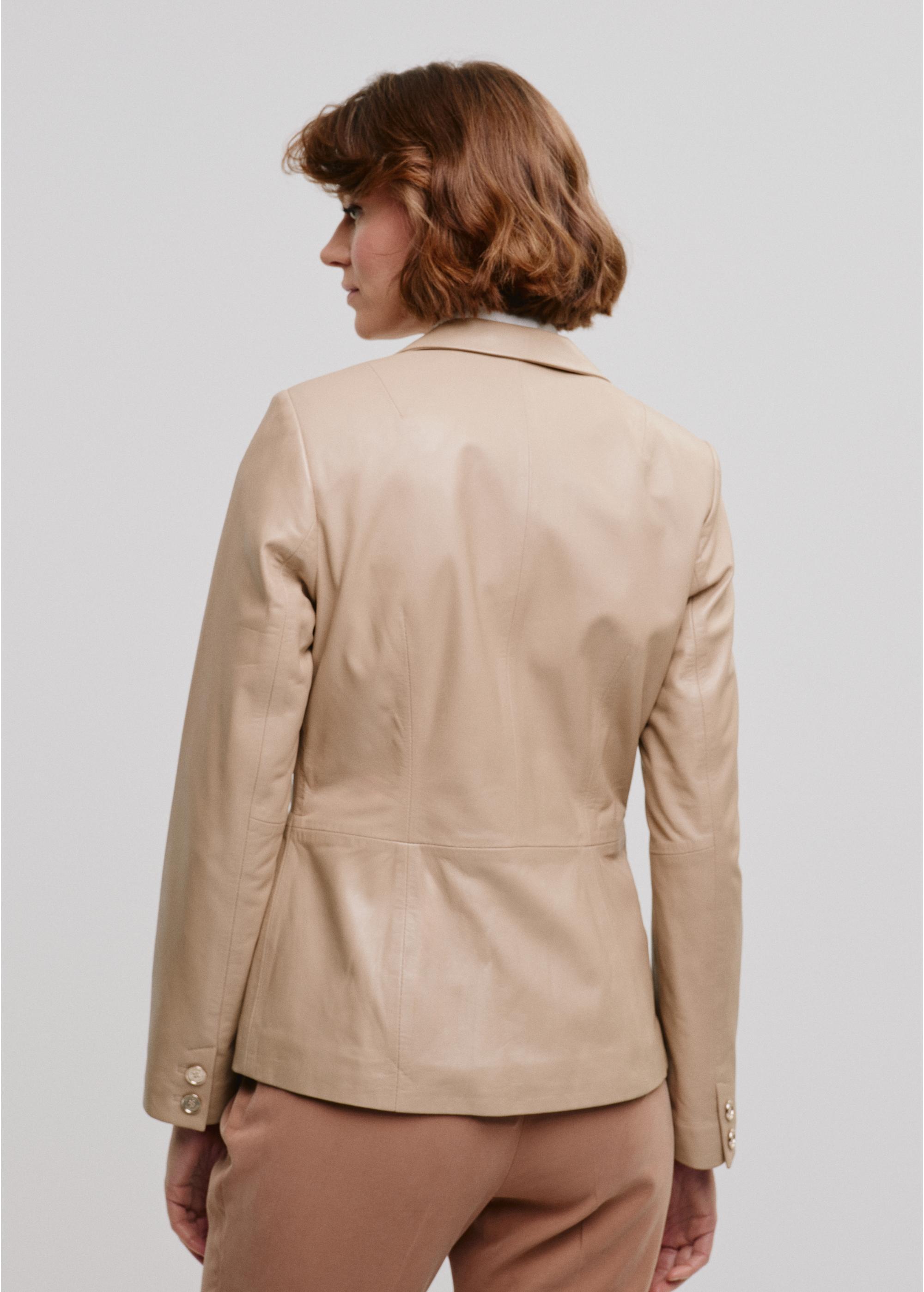 Beige leather jacket for women KURDS-0445-1187(W24)-02