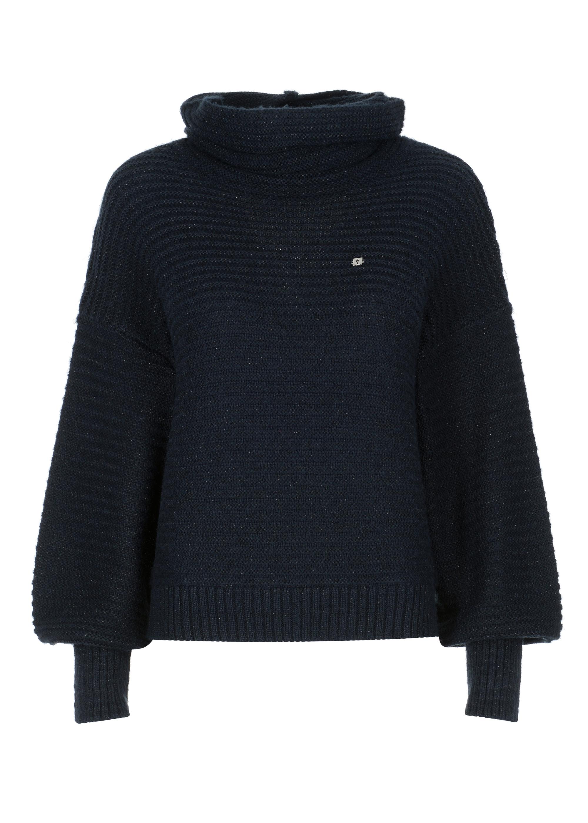 Navy blue women's turtleneck SWEDT-0161-69(Z22)-05