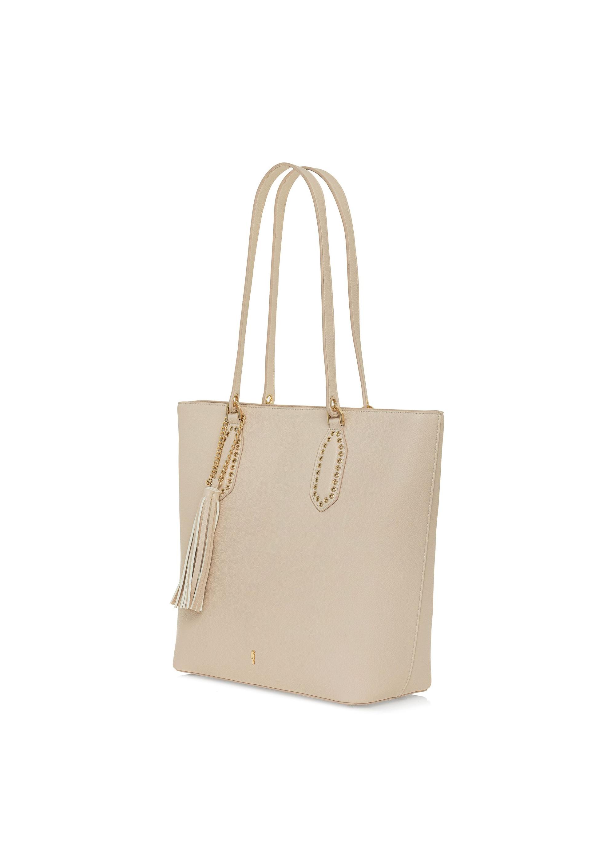 Cream women's shopper bag TOREC-0905A-12(W25)-02