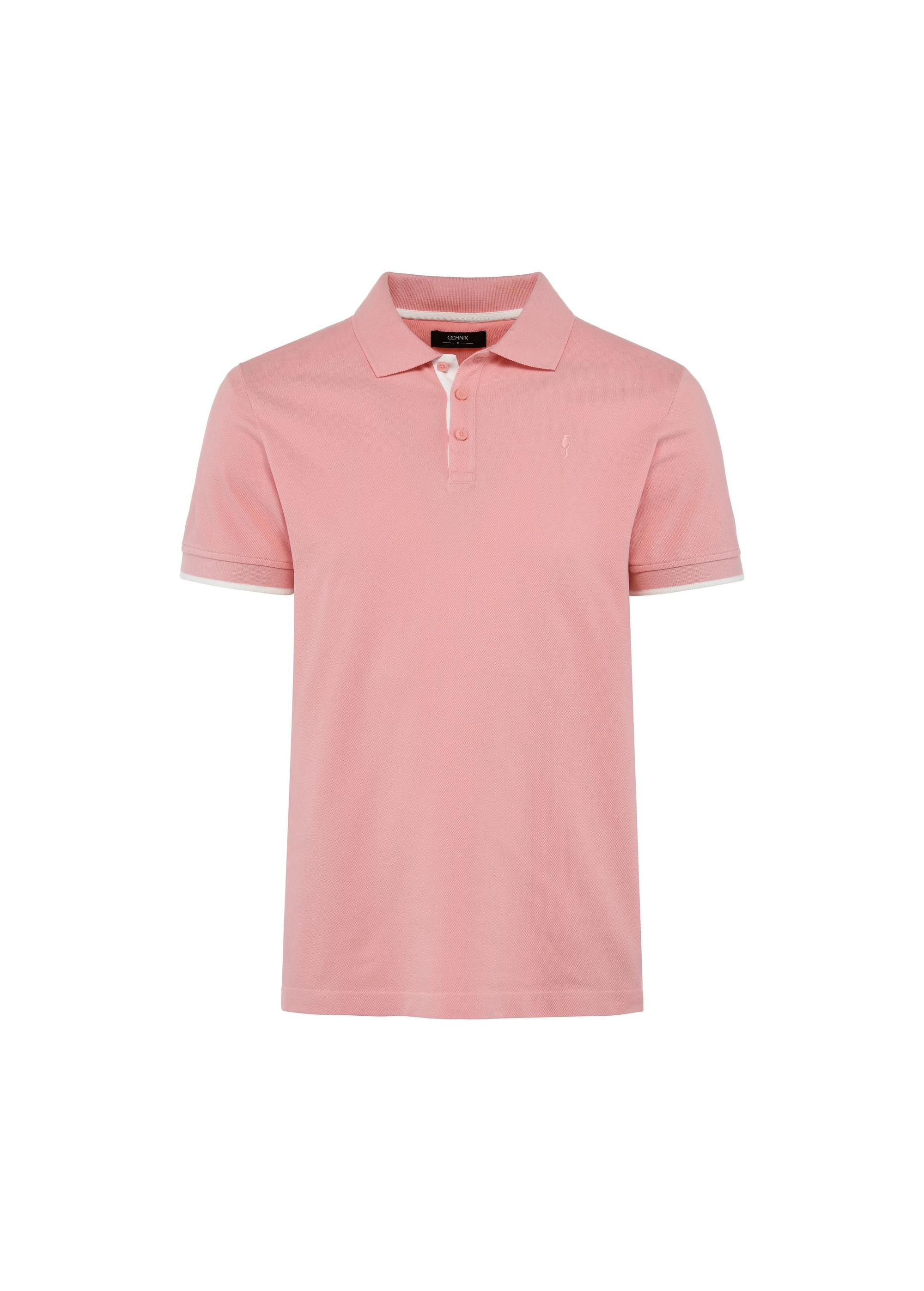 Light pink men's cotton polo shirt POLMT-0045B-33(W25)-06